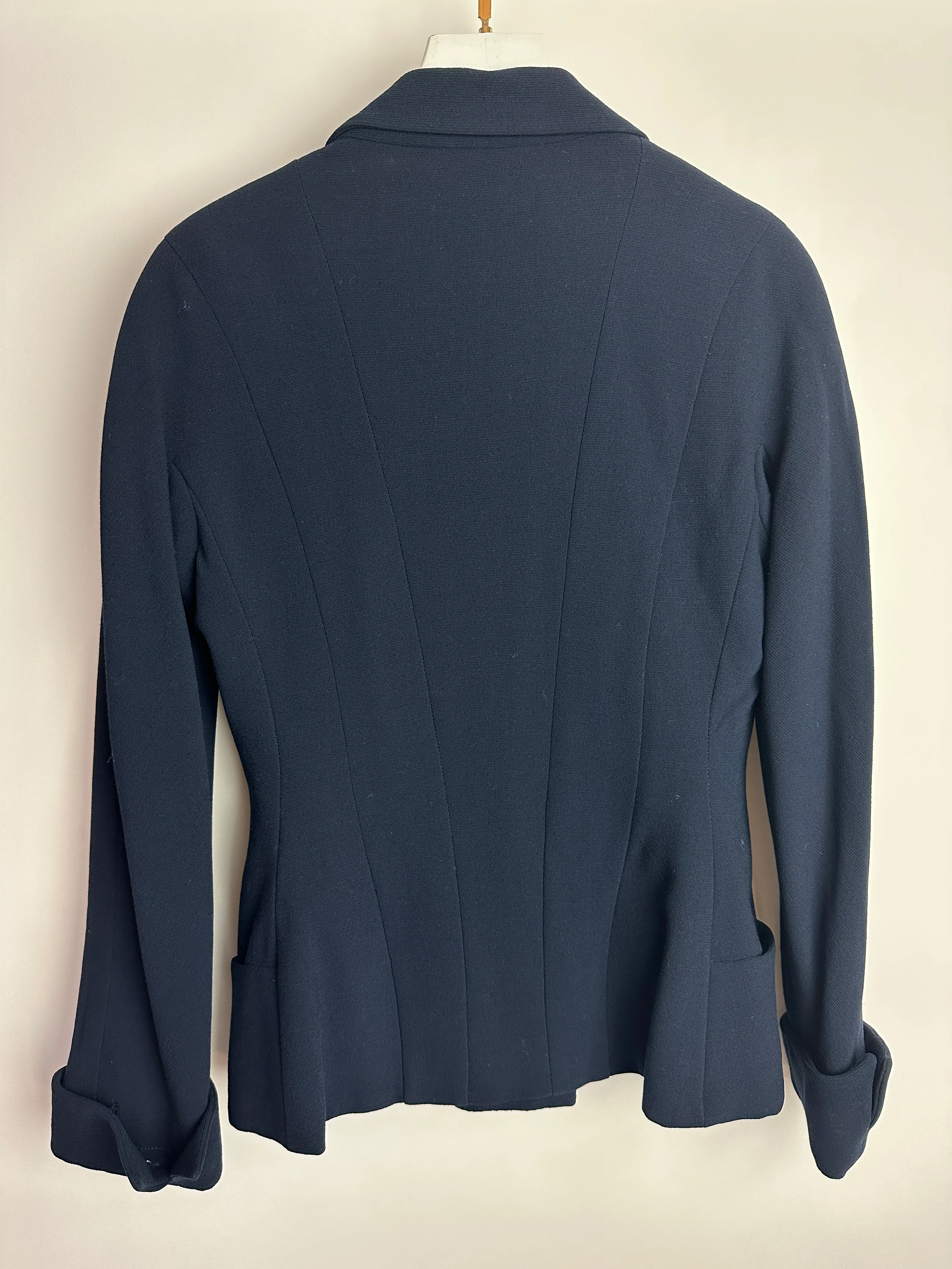 Chanel Vintage Navy Double Breasted Wool Blazer Jacket and Skirt Set with Gold CC Logo Button Detail FR 38 (UK 10) - Image 17