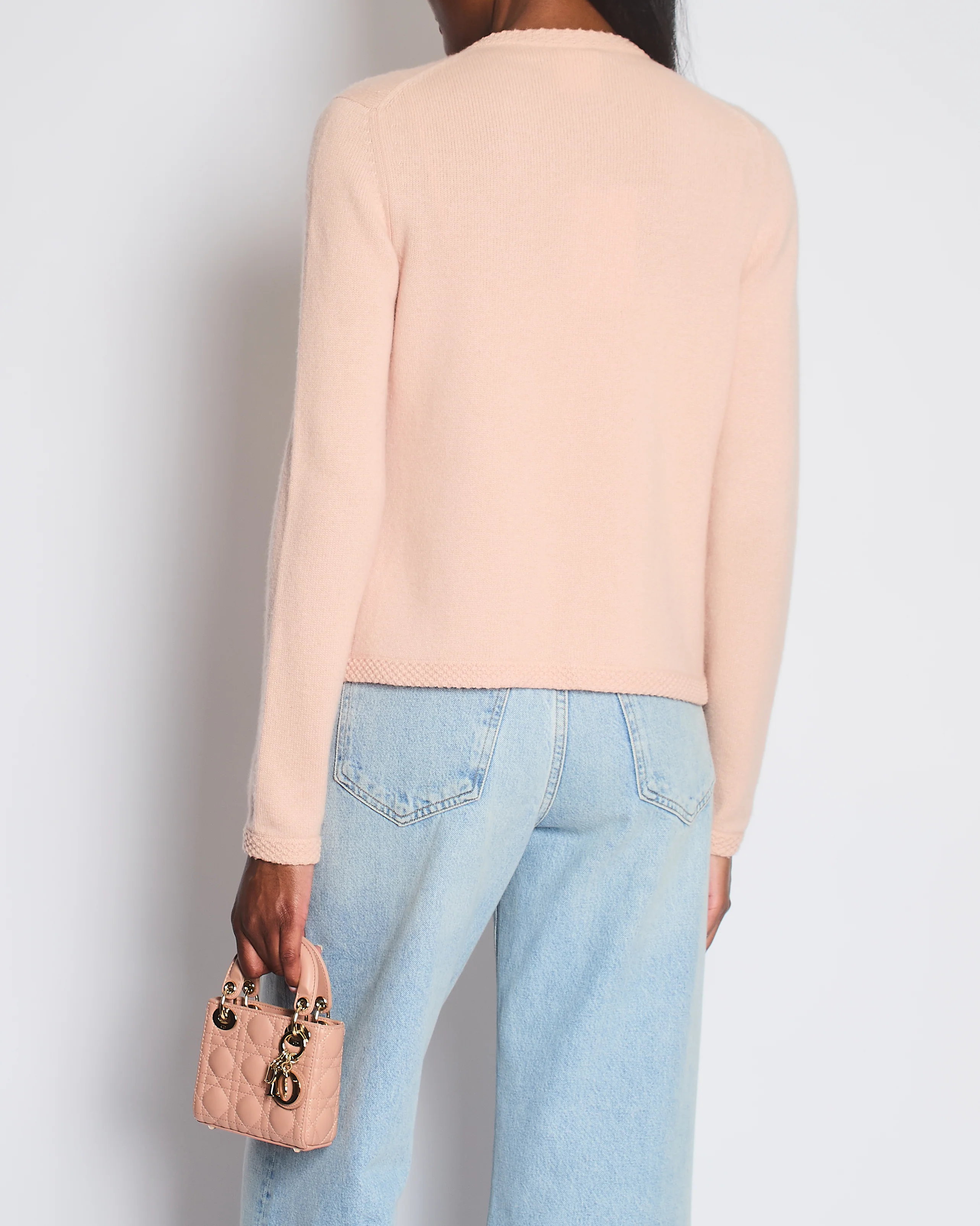 Chanel 05/S Vintage Pink Cashmere Cardigan with Floral Crystals Size FR 38 (UK 10) - Image 2
