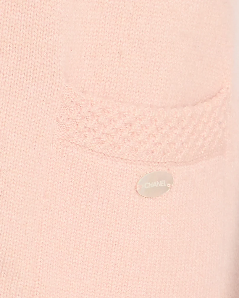 Chanel 05/S Vintage Pink Cashmere Cardigan with Floral Crystals Size FR 38 (UK 10) - Image 4
