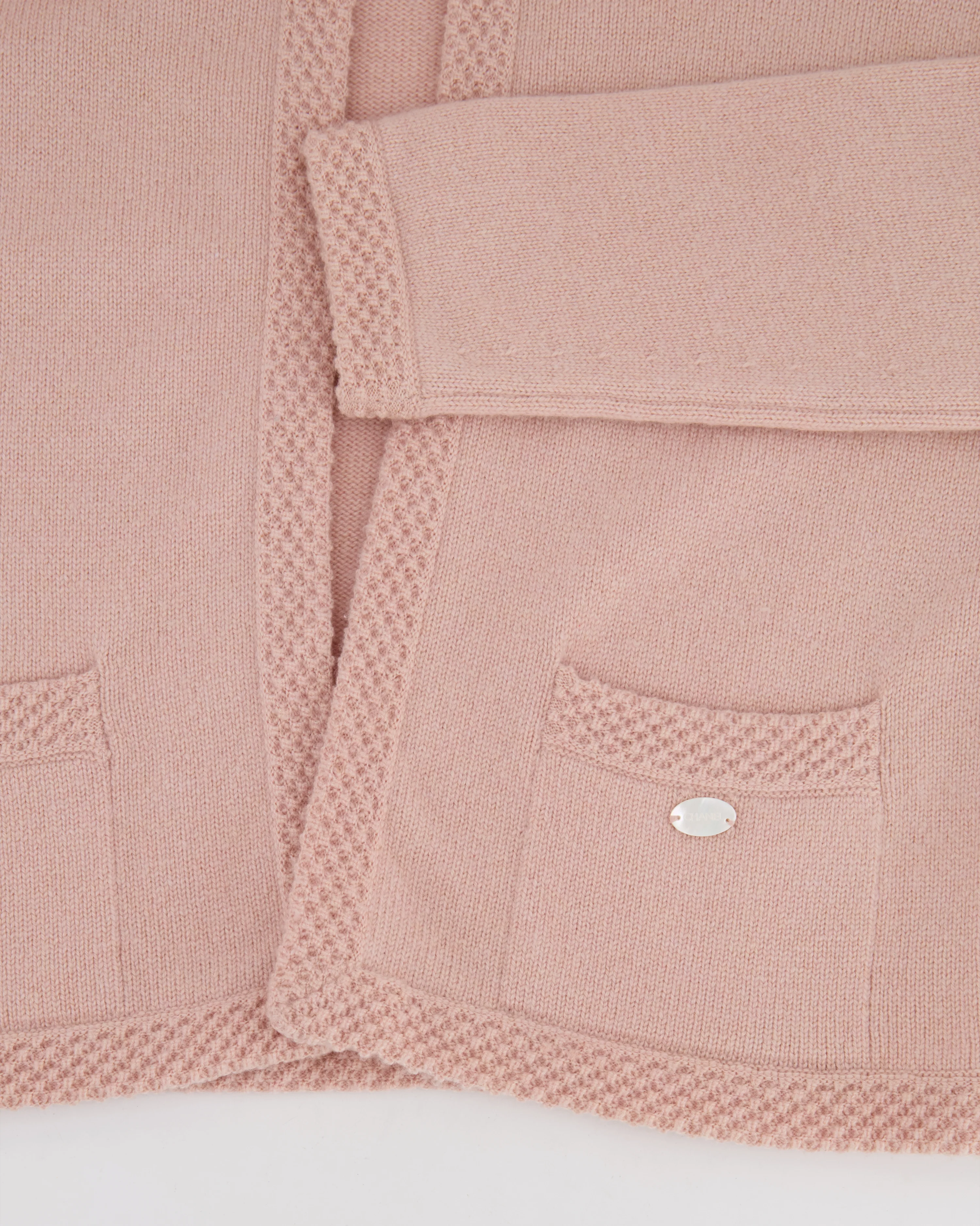 Chanel 05/S Vintage Pink Cashmere Cardigan with Floral Crystals Size FR 38 (UK 10) - Image 7