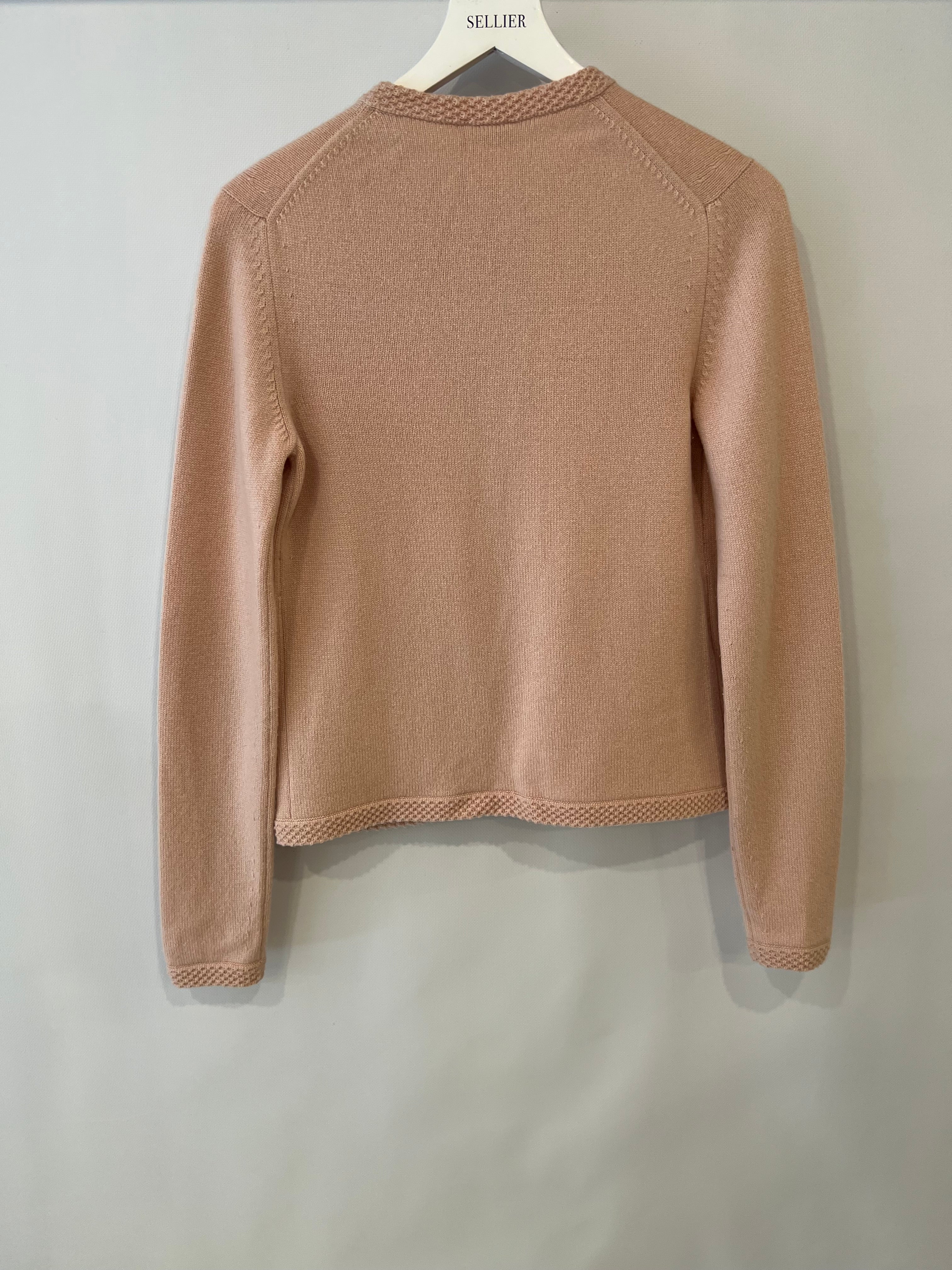 Chanel 05/S Vintage Pink Cashmere Cardigan with Floral Crystals Size FR 38 (UK 10) - Image 9