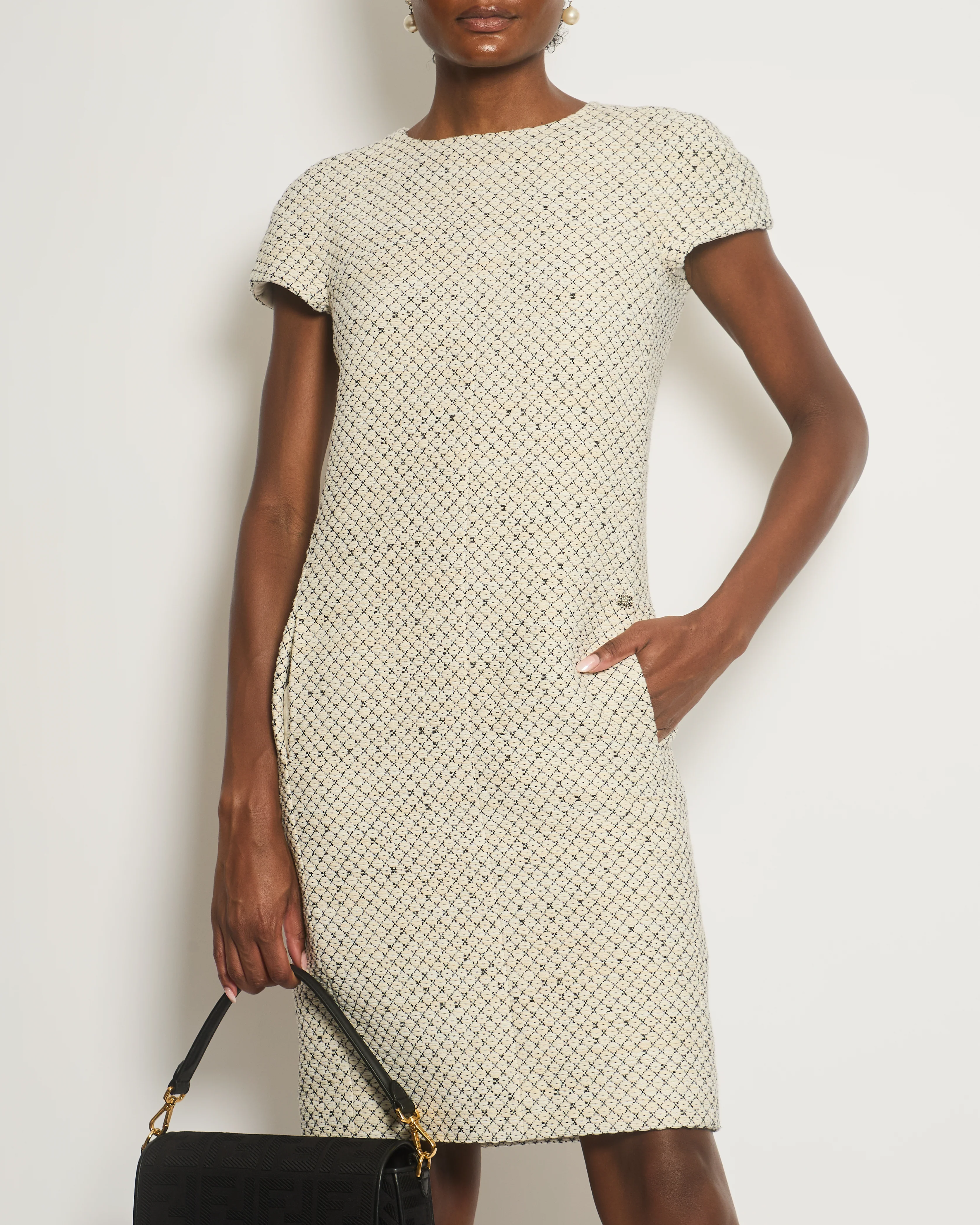 Chanel White, Black Short Sleeve Tweed Dress Size FR 38 (UK 10) - Image 3