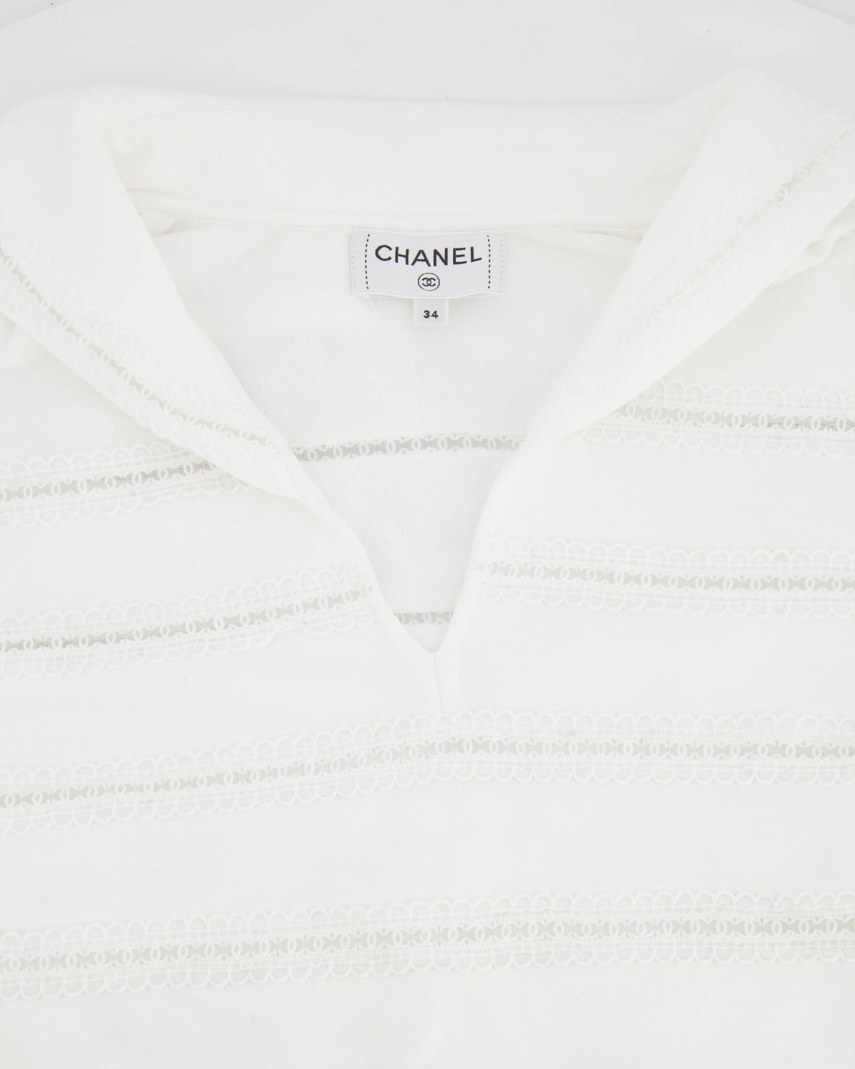 Chanel White Blouse with CC Logo Embroideries Size FR 34 (UK 6) - Image 7