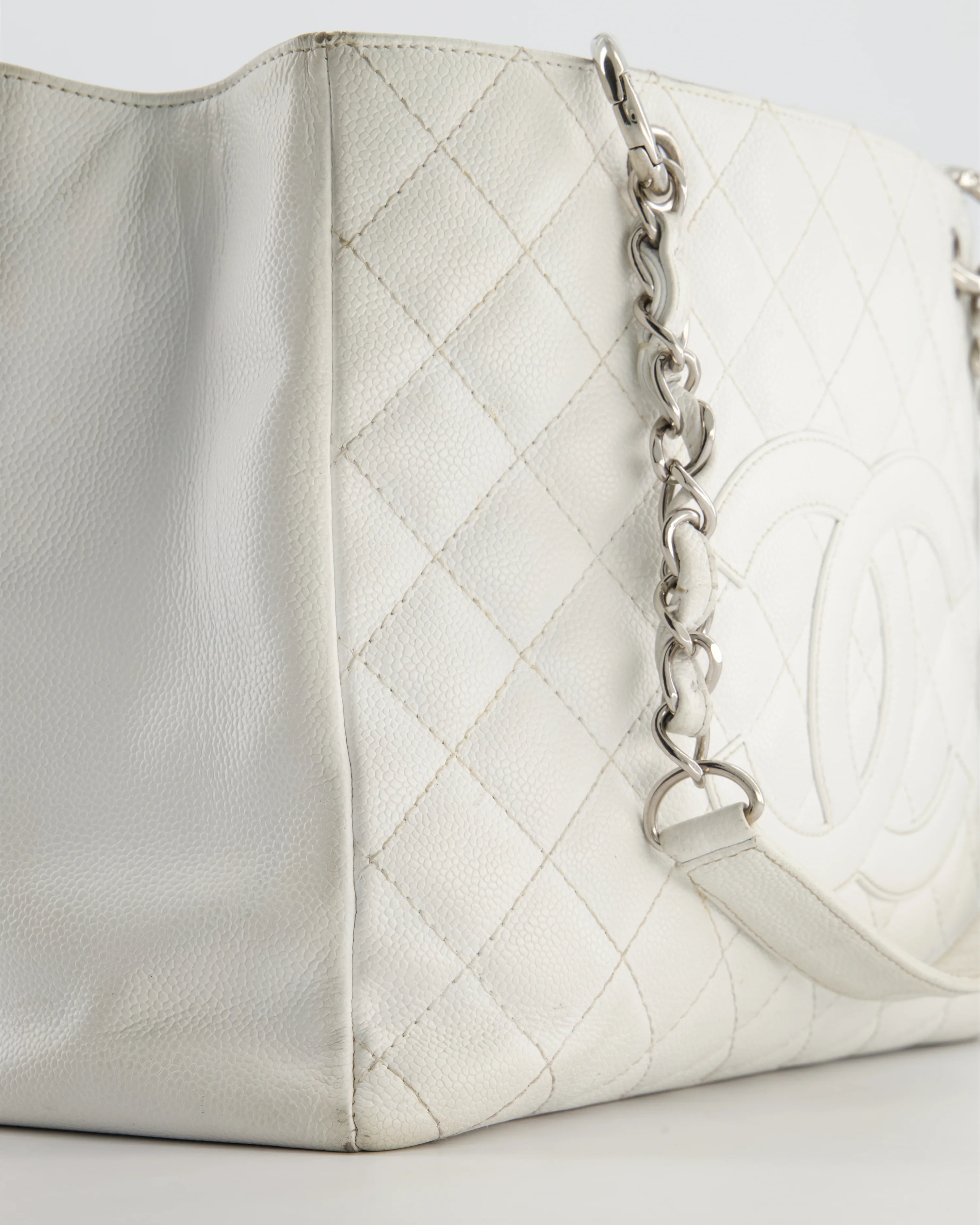 *FIRE PRICE* Chanel White GST Tote Bag in Caviar Leather with Silver Hardware - Image 10