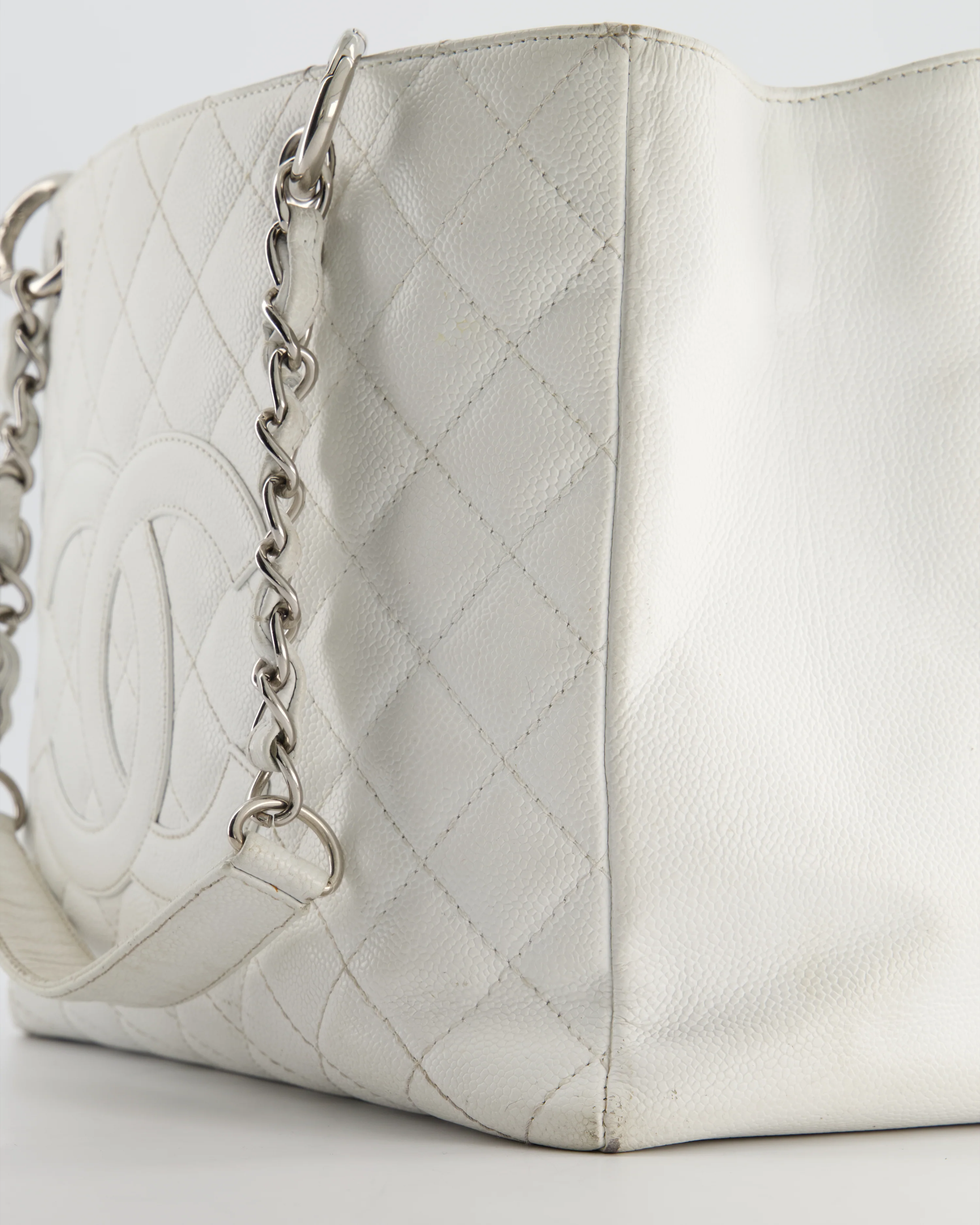 *FIRE PRICE* Chanel White GST Tote Bag in Caviar Leather with Silver Hardware - Image 11