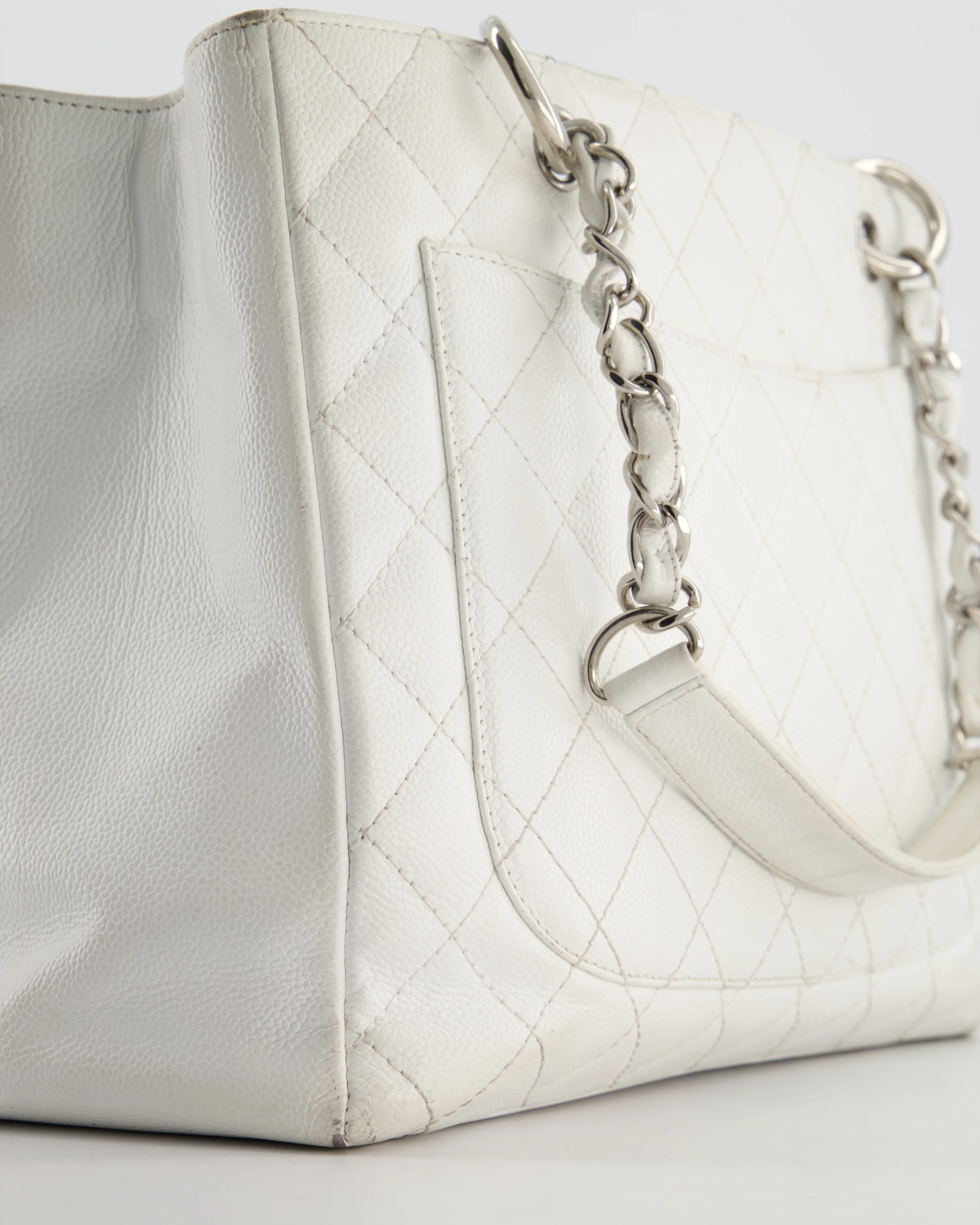 *FIRE PRICE* Chanel White GST Tote Bag in Caviar Leather with Silver Hardware - Image 12