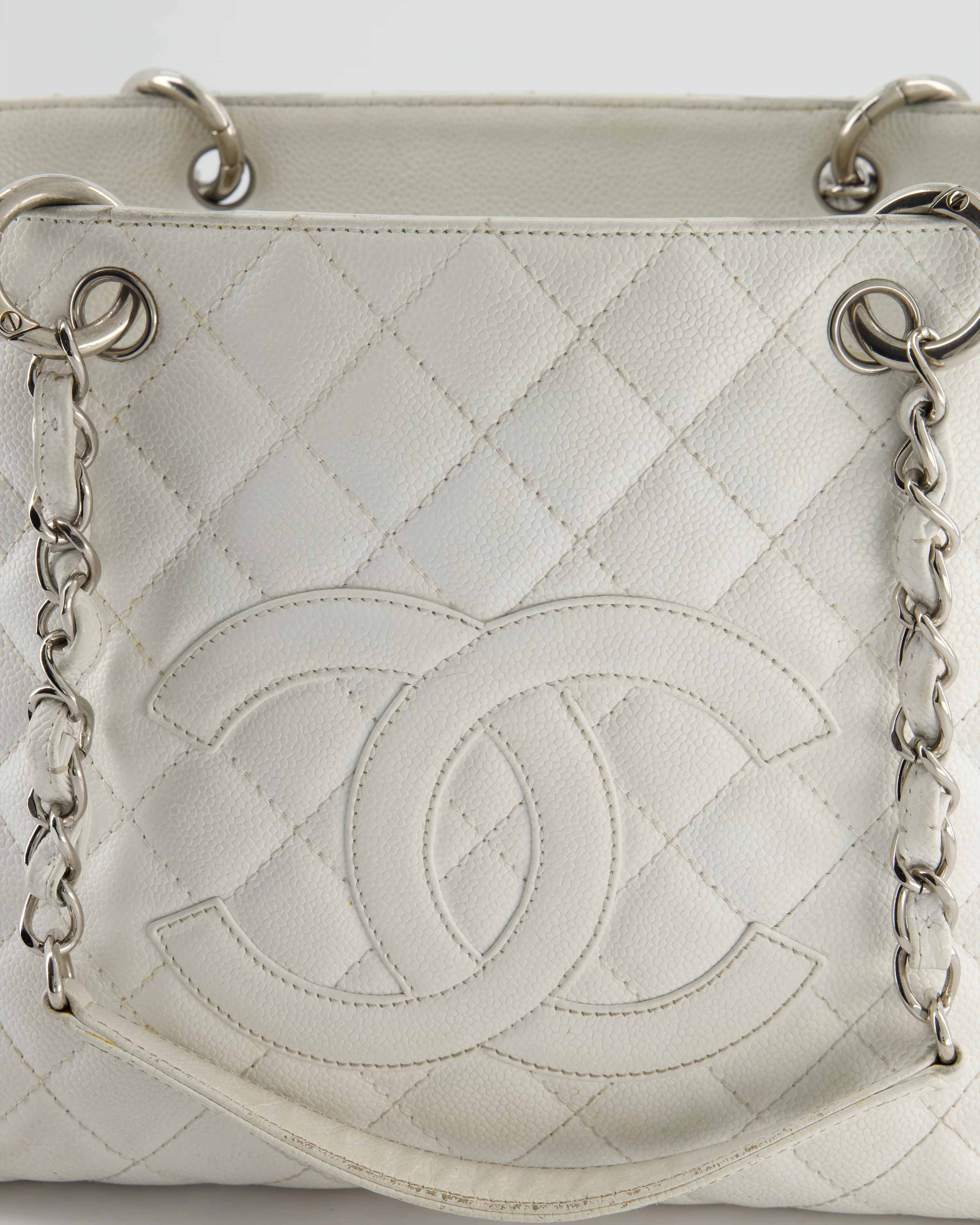 *FIRE PRICE* Chanel White GST Tote Bag in Caviar Leather with Silver Hardware - Image 14