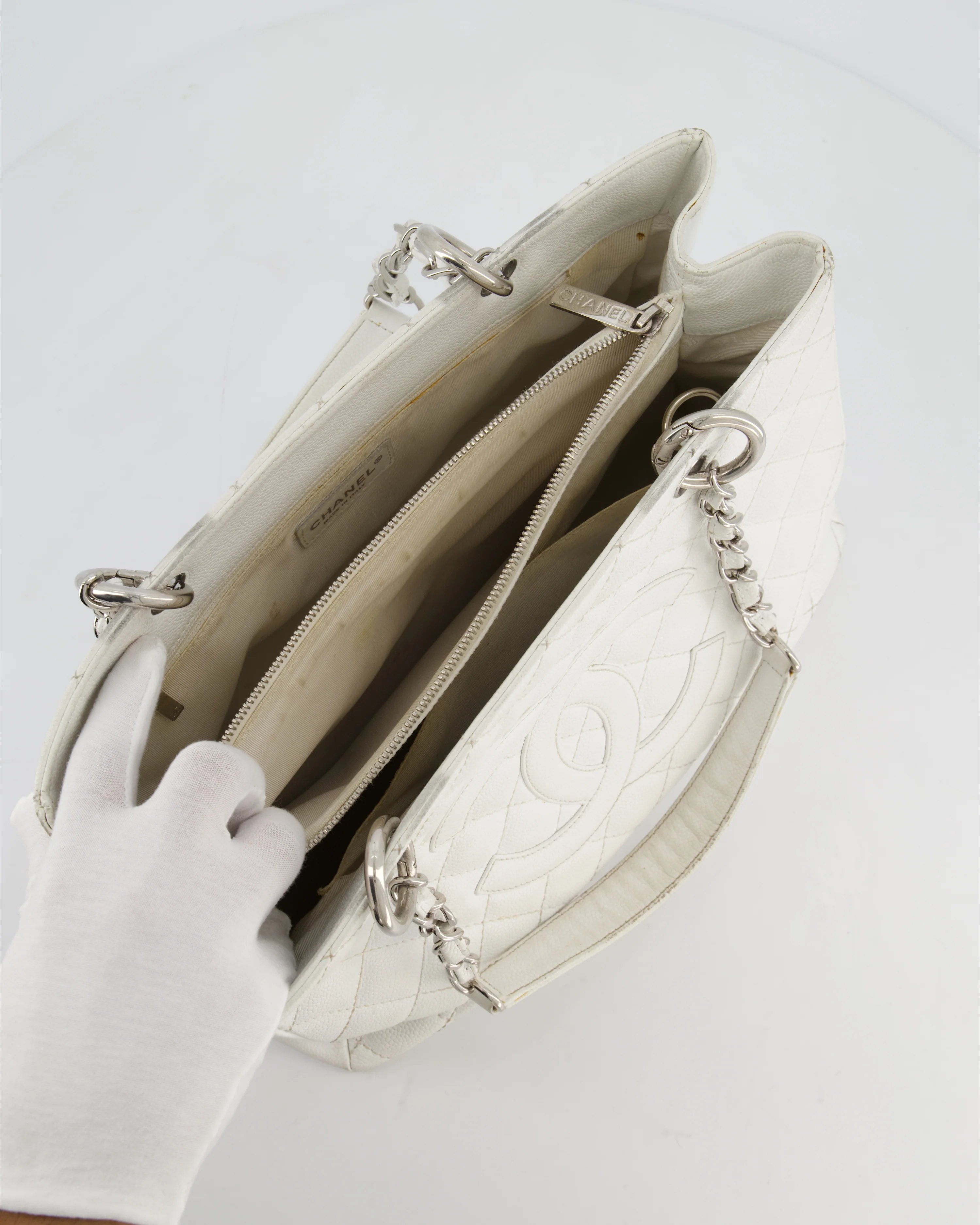 *FIRE PRICE* Chanel White GST Tote Bag in Caviar Leather with Silver Hardware - Image 19