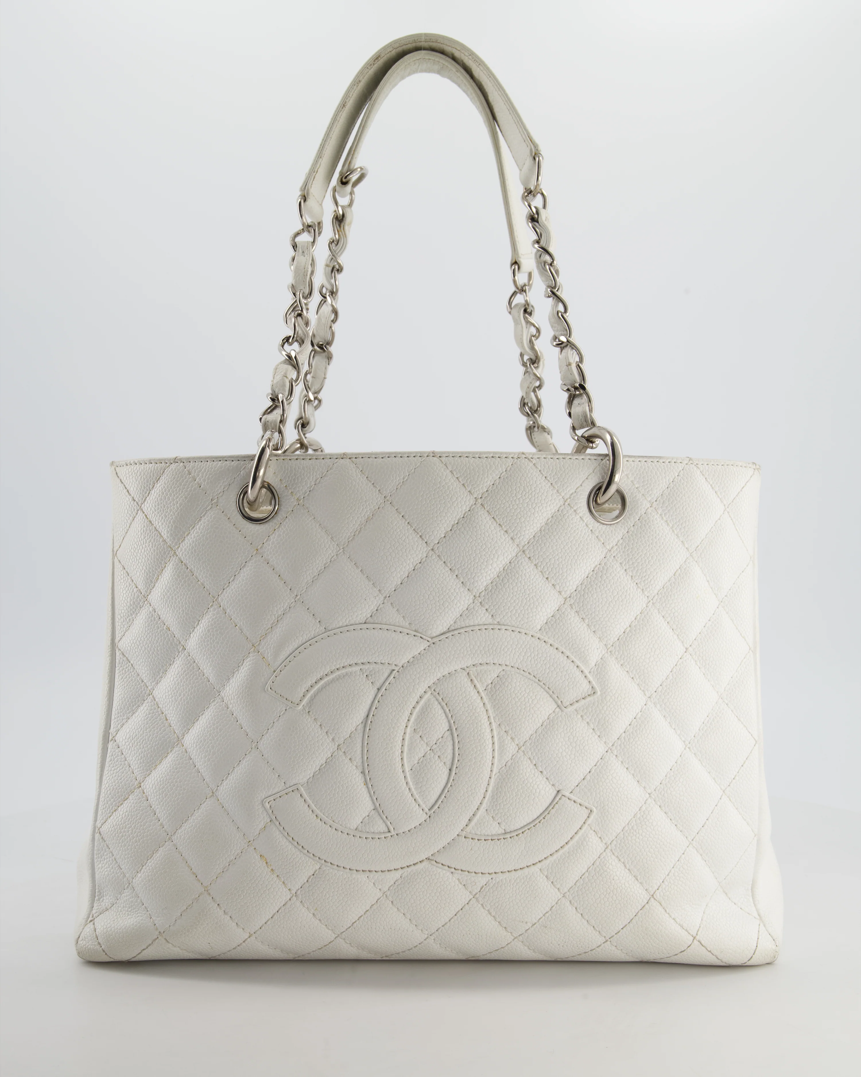 *FIRE PRICE* Chanel White GST Tote Bag in Caviar Leather with Silver Hardware - Image 2
