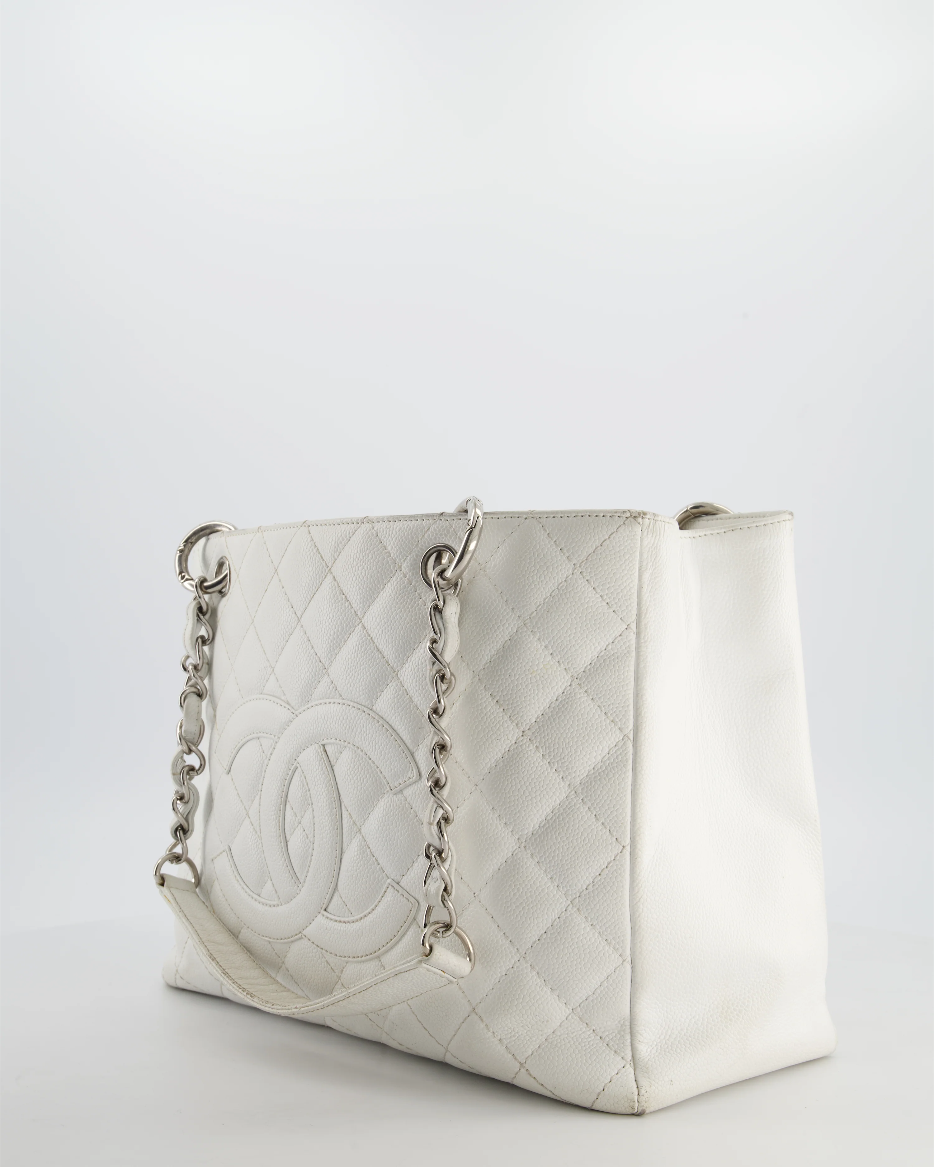 *FIRE PRICE* Chanel White GST Tote Bag in Caviar Leather with Silver Hardware - Image 4