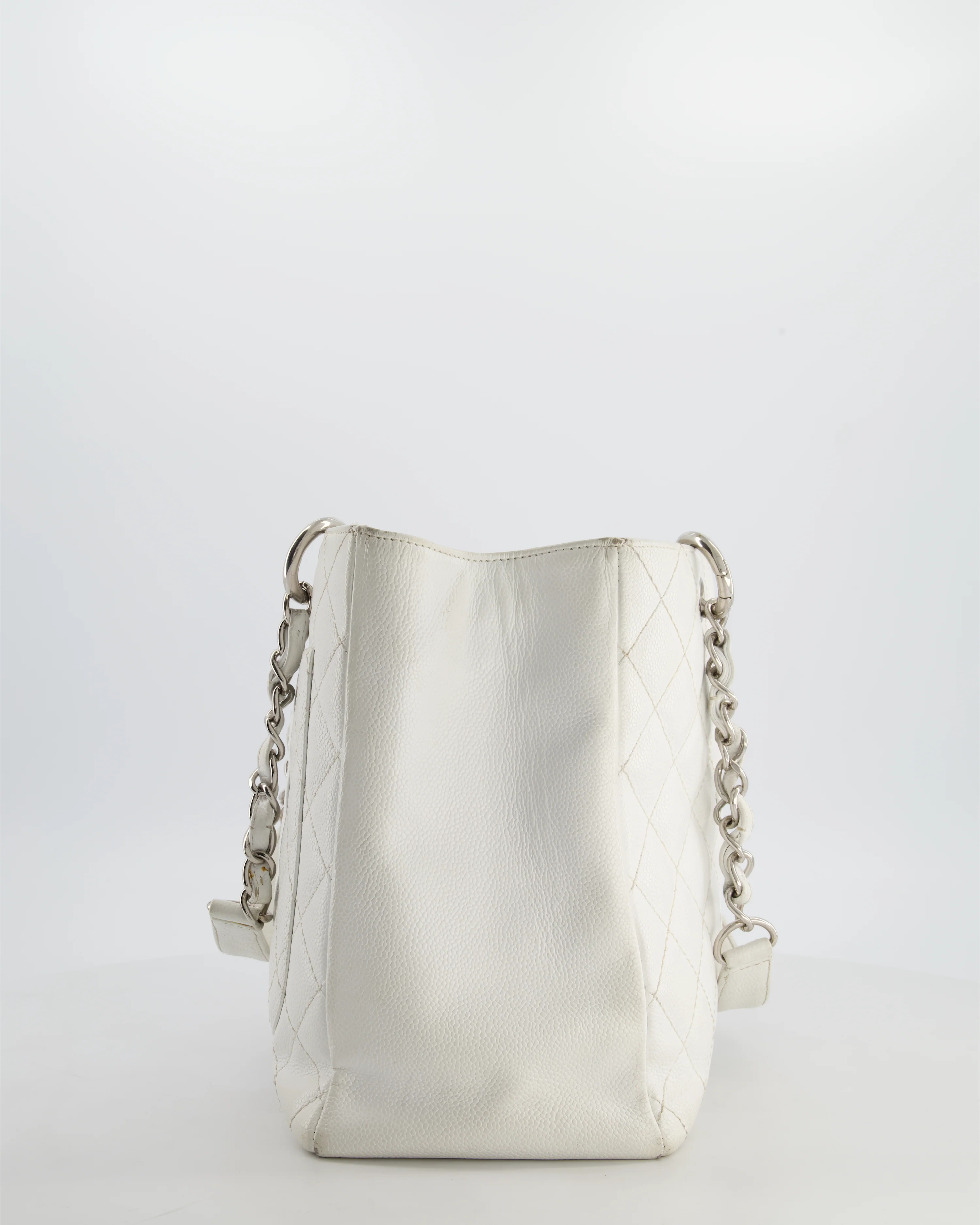 *FIRE PRICE* Chanel White GST Tote Bag in Caviar Leather with Silver Hardware - Image 5