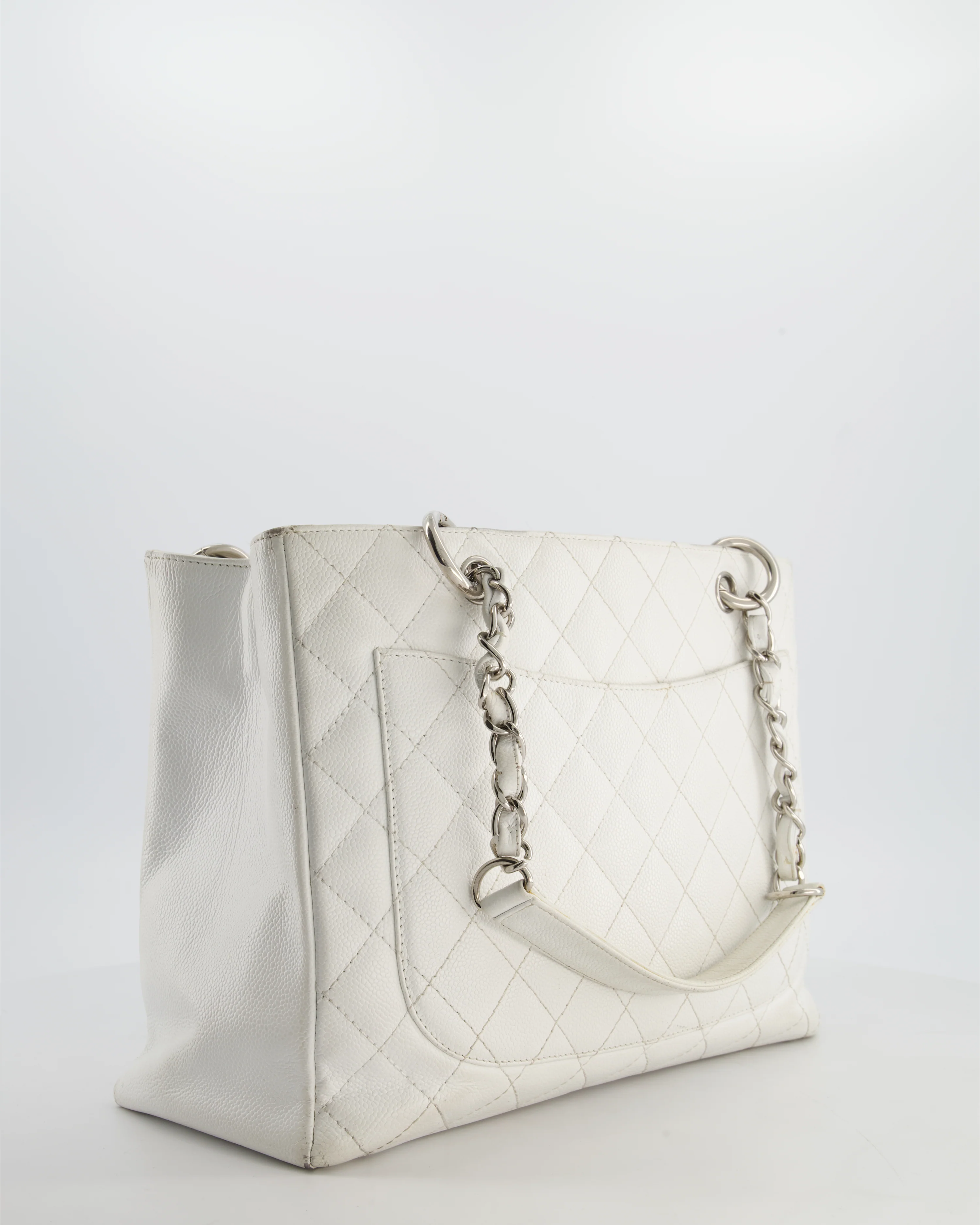 *FIRE PRICE* Chanel White GST Tote Bag in Caviar Leather with Silver Hardware - Image 6