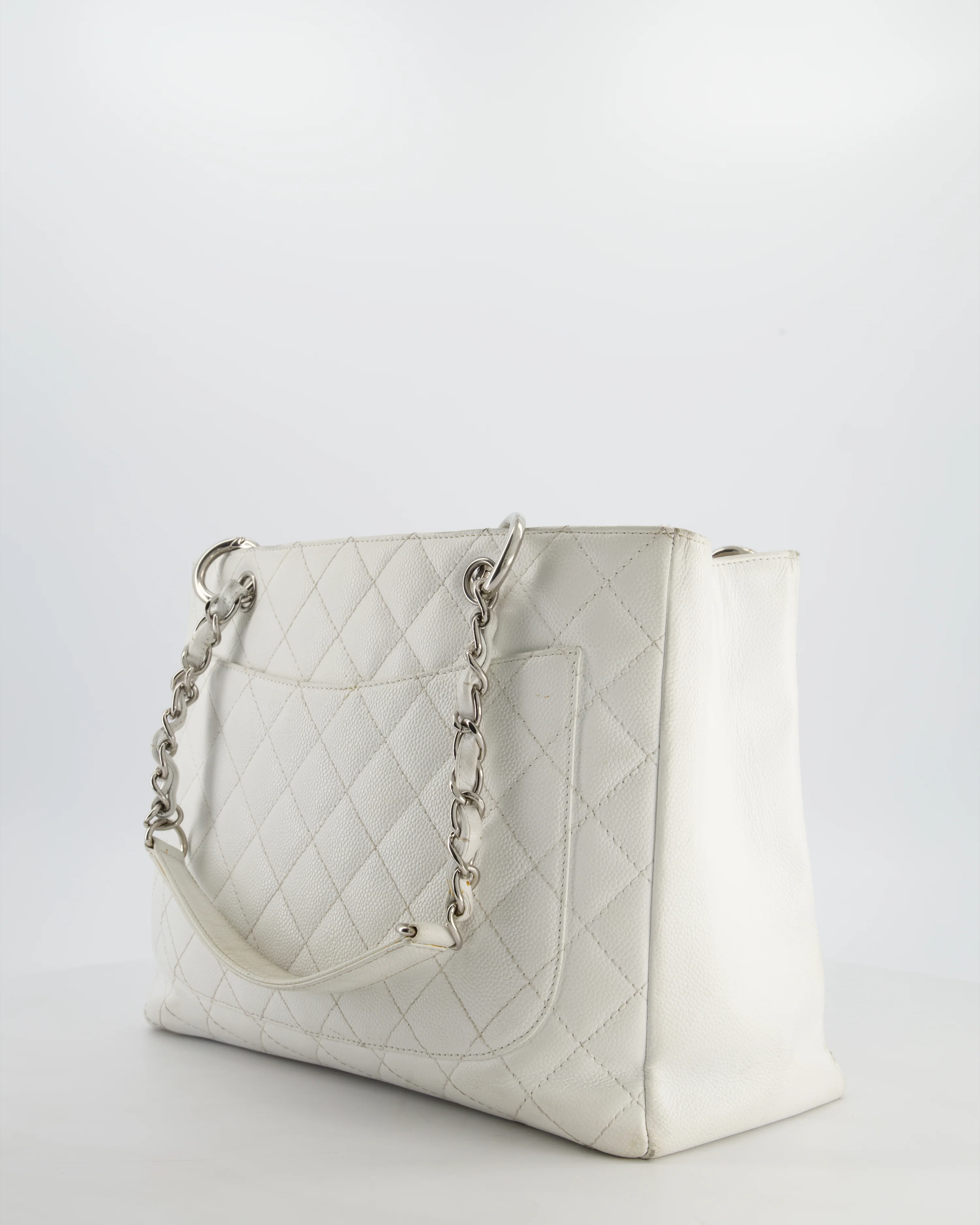 *FIRE PRICE* Chanel White GST Tote Bag in Caviar Leather with Silver Hardware - Image 7
