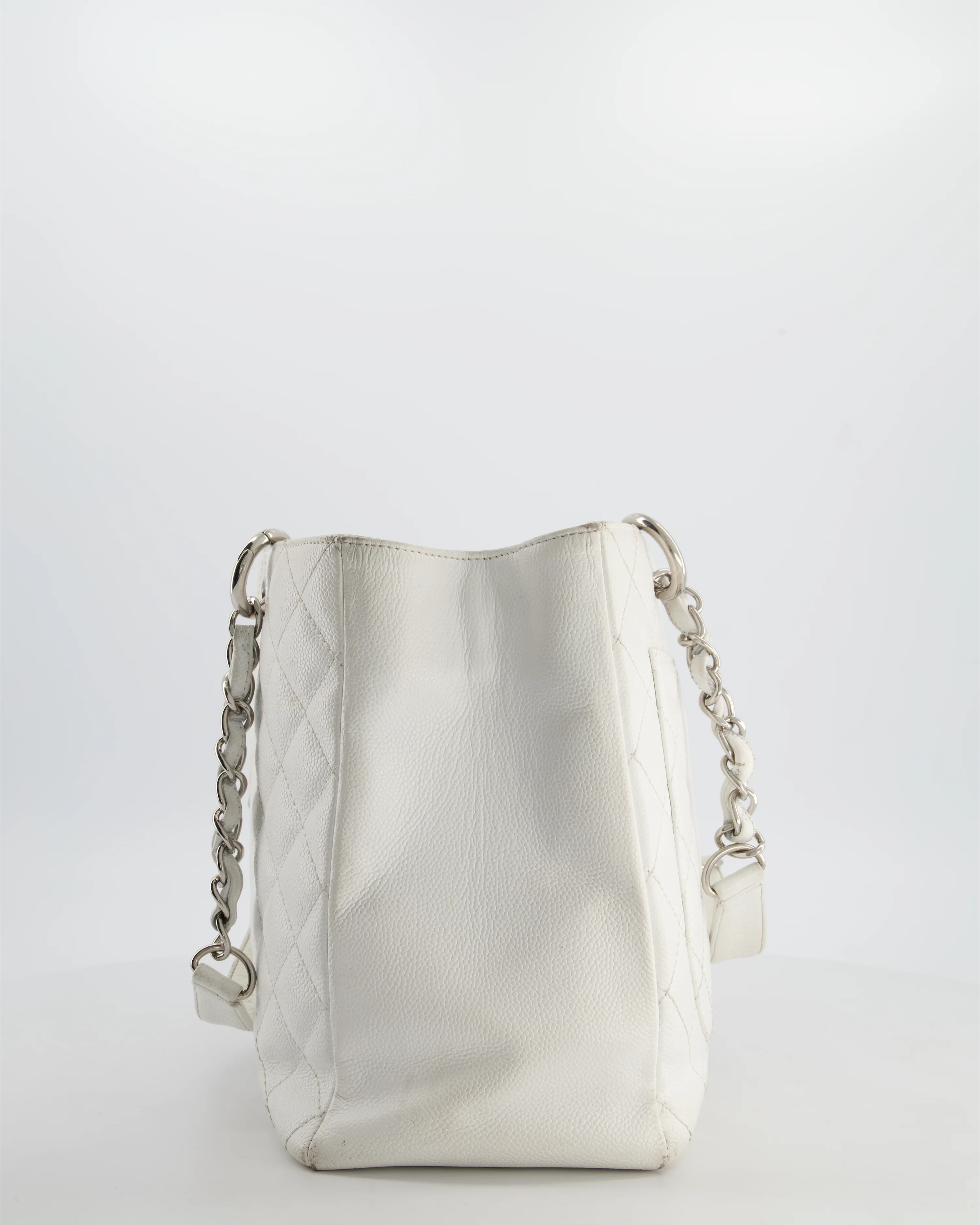 *FIRE PRICE* Chanel White GST Tote Bag in Caviar Leather with Silver Hardware - Image 8
