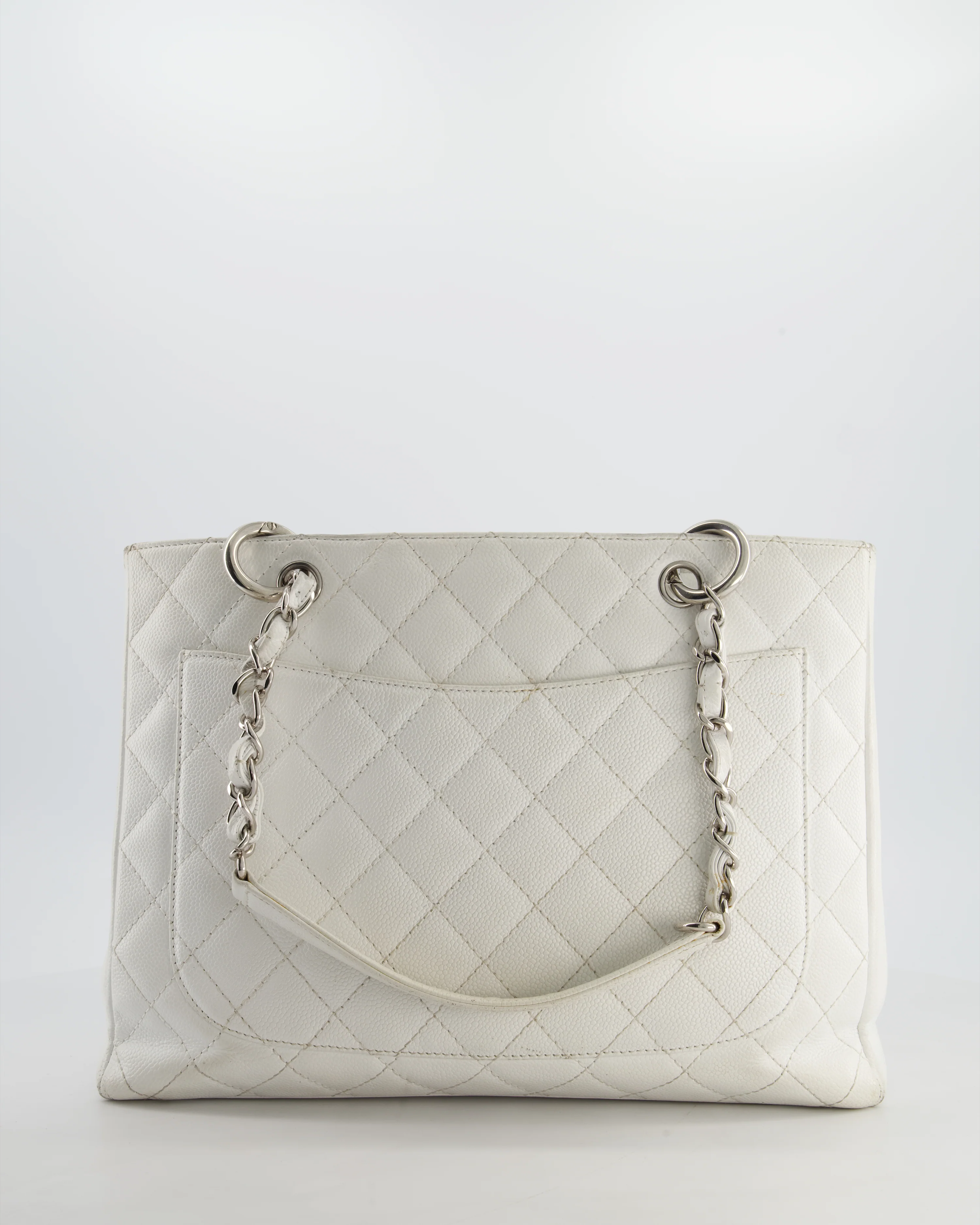 *FIRE PRICE* Chanel White GST Tote Bag in Caviar Leather with Silver Hardware - Image 9