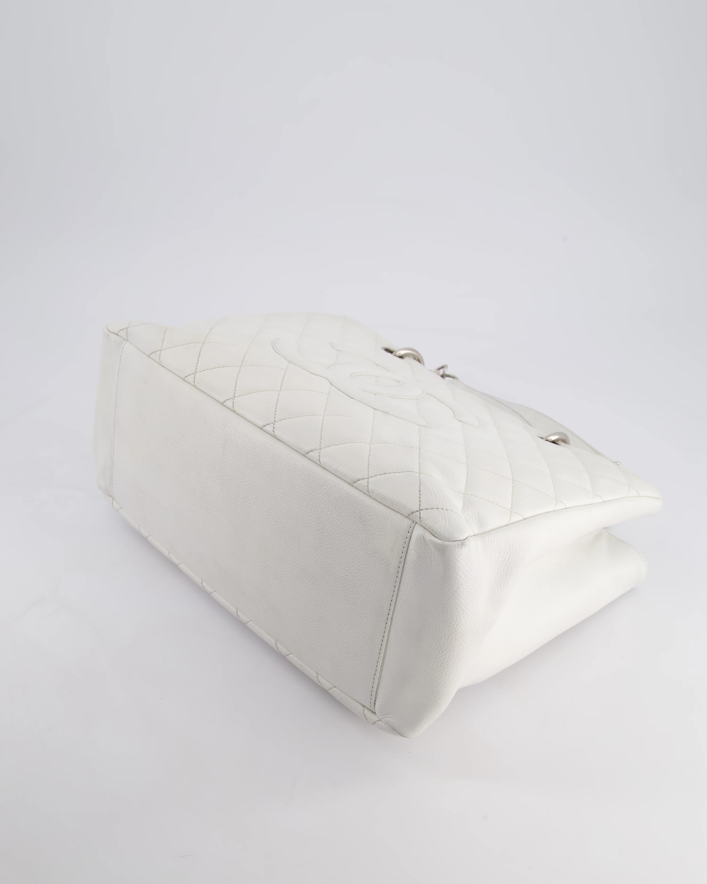 Chanel White GST Tote Bag in Caviar Leather with Silver Hardware - Image 20