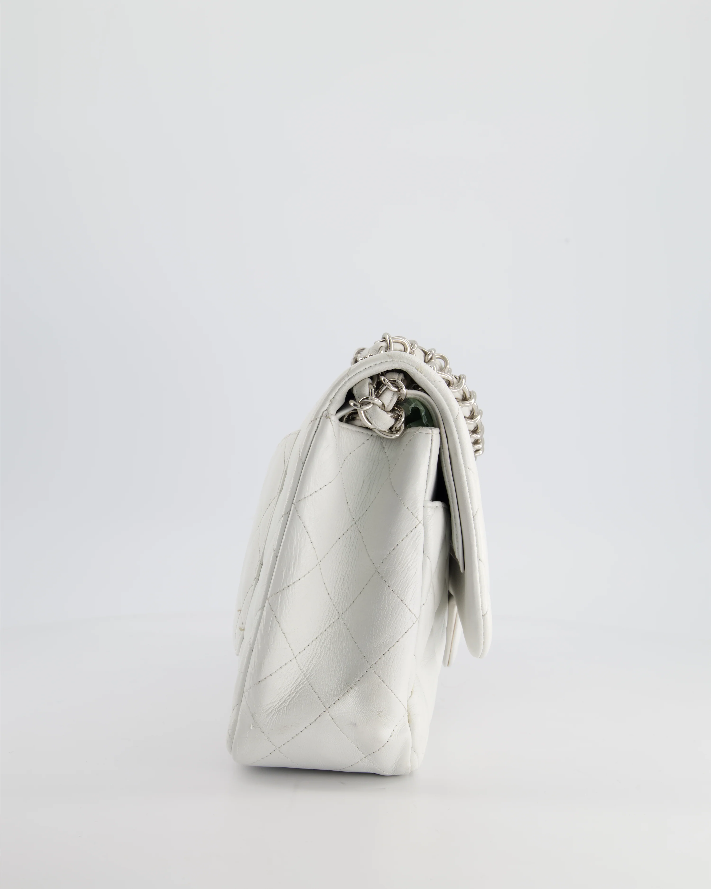 Chanel White Jumbo Classic Double Flap Bag in Lambskin Leather with Silver Hardware RRP £9,240 - Image 10