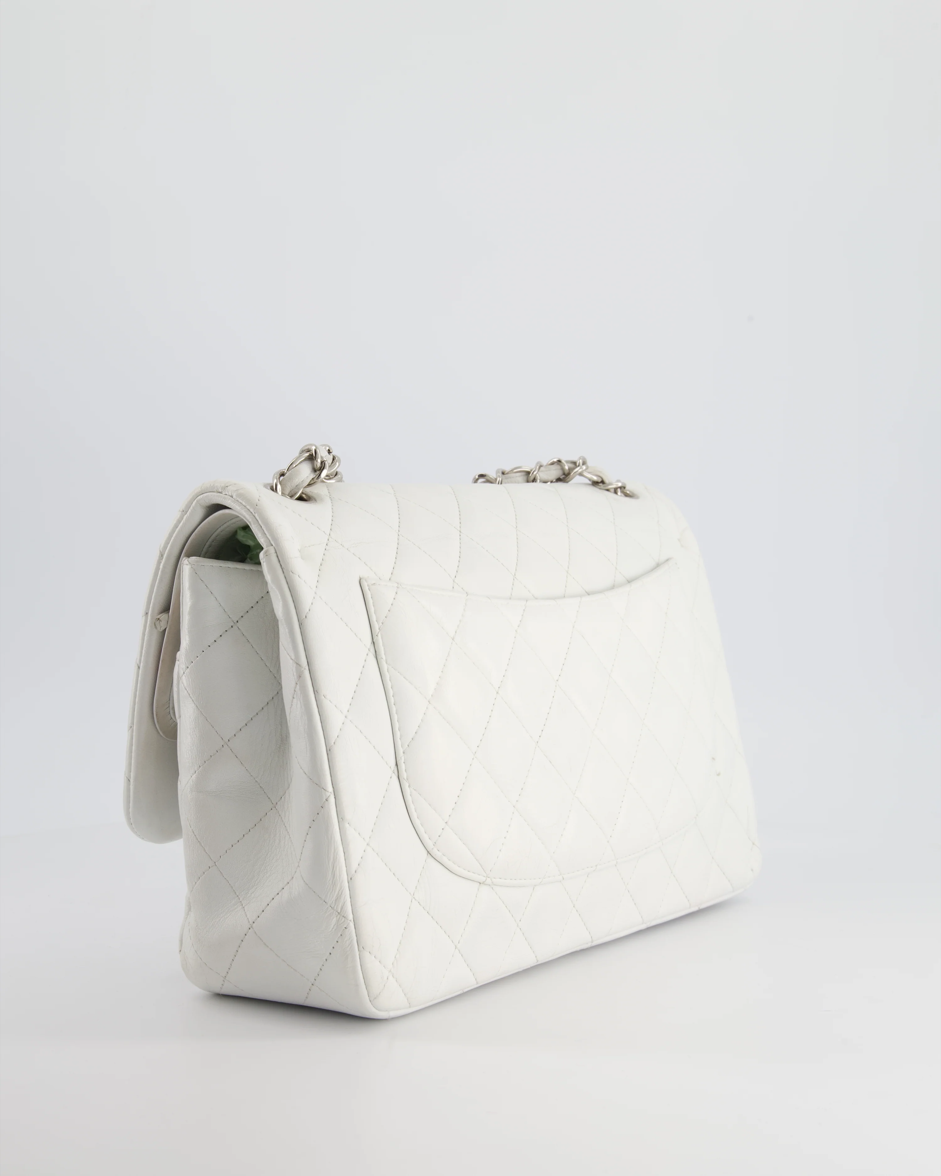Chanel White Jumbo Classic Double Flap Bag in Lambskin Leather with Silver Hardware RRP £9,240 - Image 11