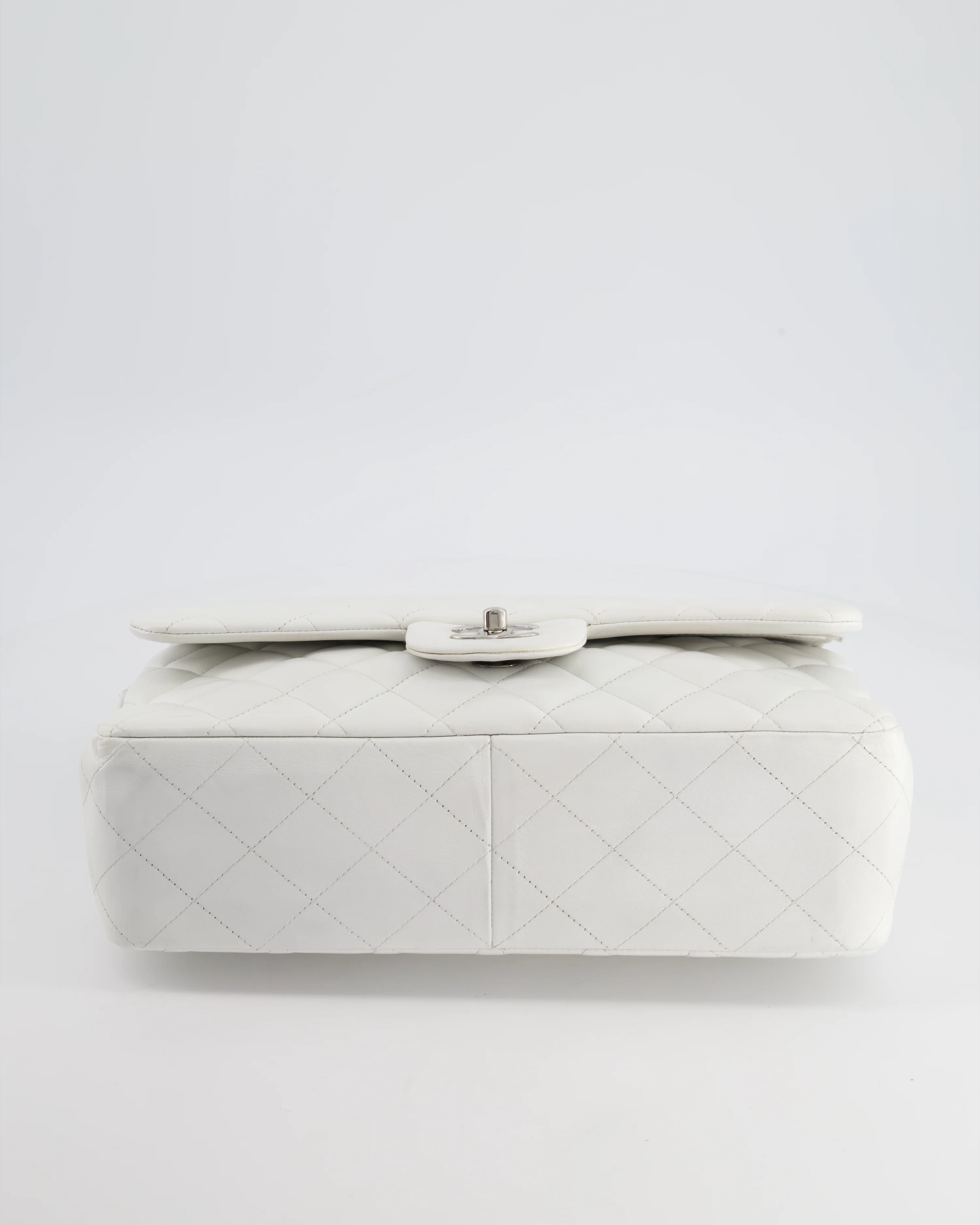 Chanel White Jumbo Classic Double Flap Bag in Lambskin Leather with Silver Hardware RRP £9,240 - Image 12