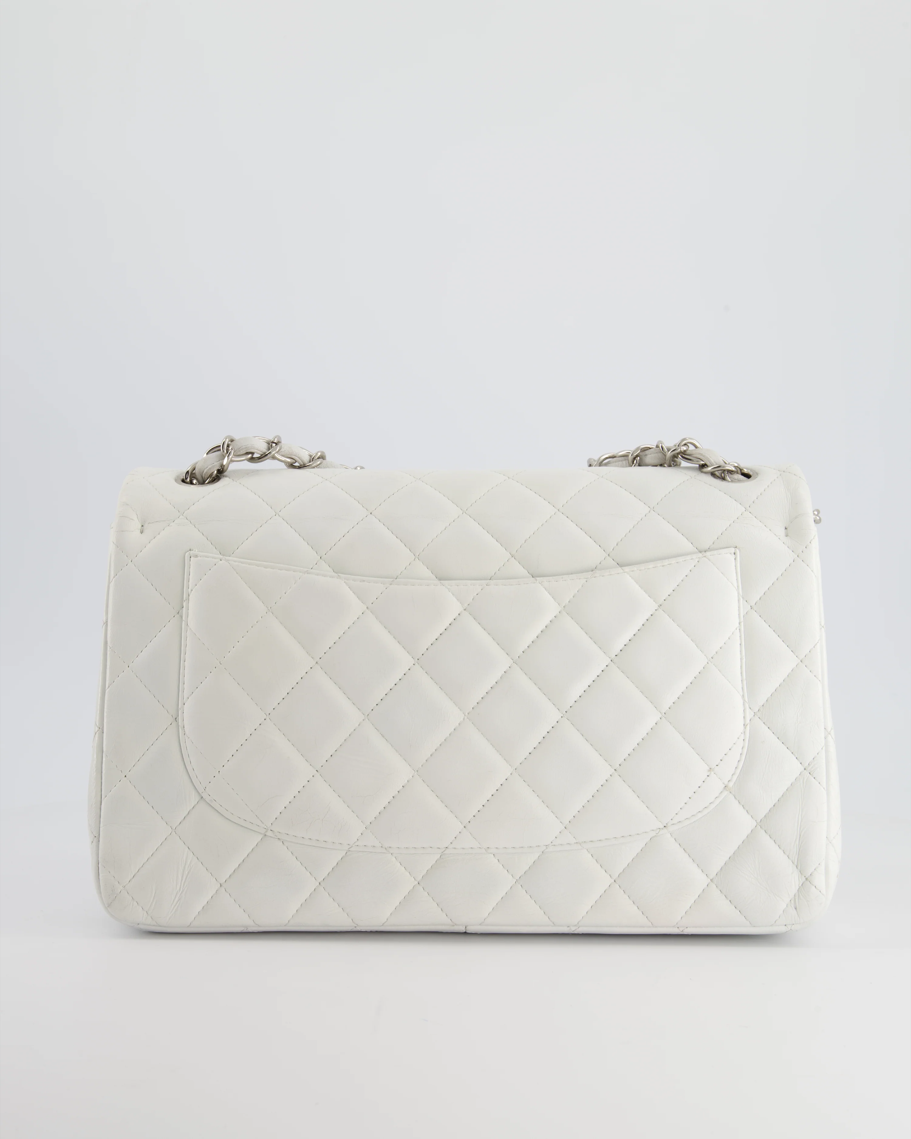 Chanel White Jumbo Classic Double Flap Bag in Lambskin Leather with Silver Hardware RRP £9,240 - Image 4