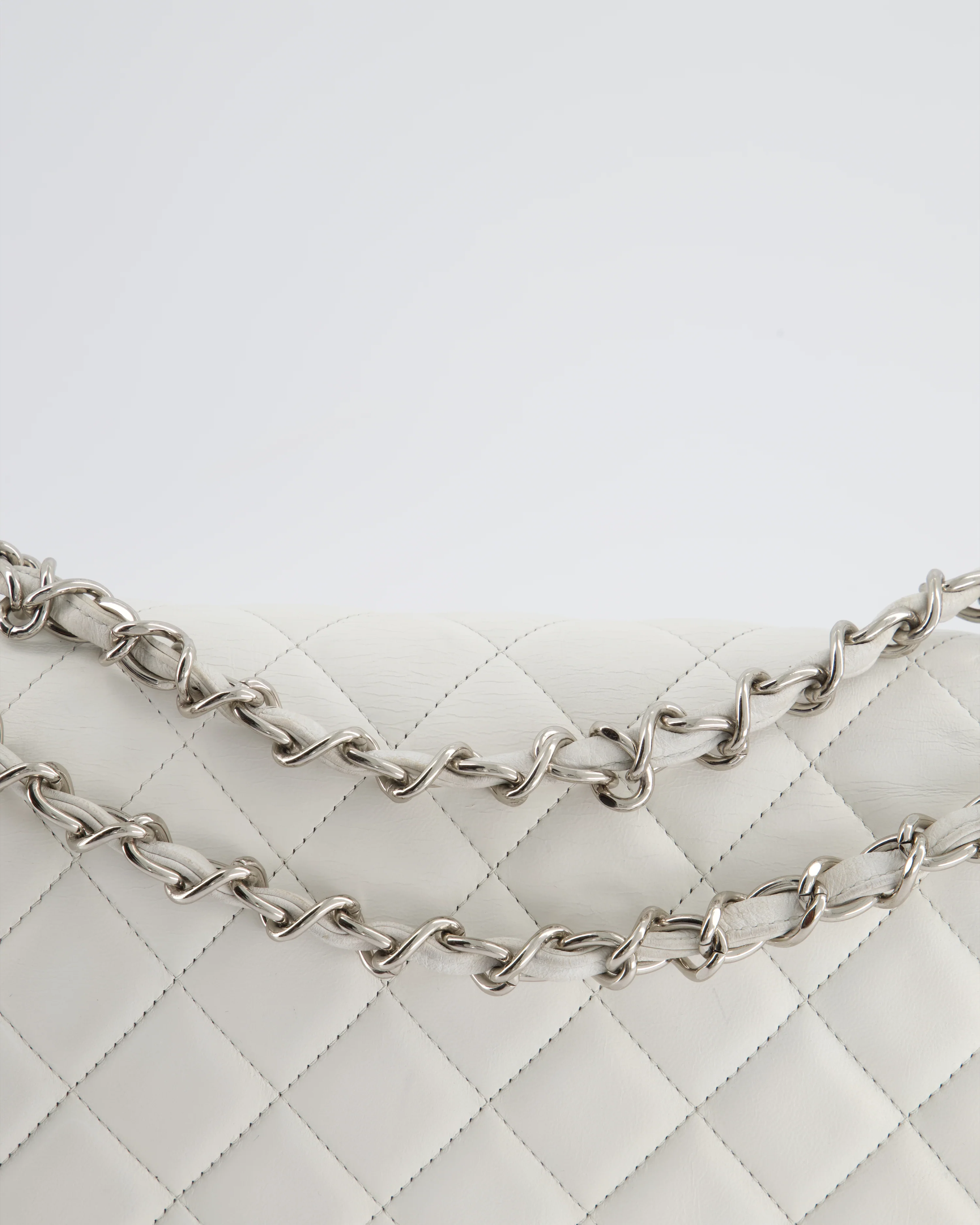 Chanel White Jumbo Classic Double Flap Bag in Lambskin Leather with Silver Hardware RRP £9,240 - Image 5