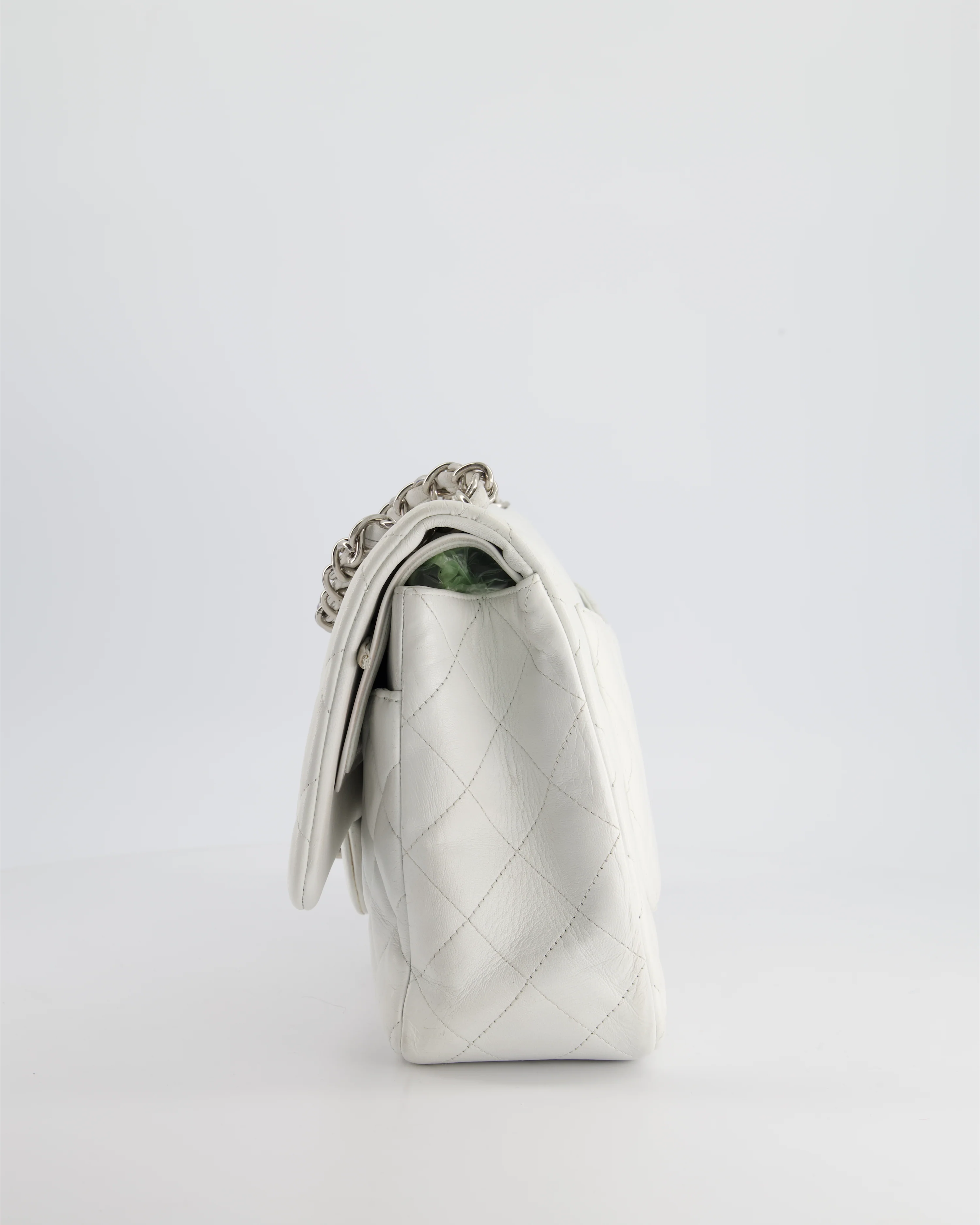 Chanel White Jumbo Classic Double Flap Bag in Lambskin Leather with Silver Hardware RRP £9,240 - Image 7