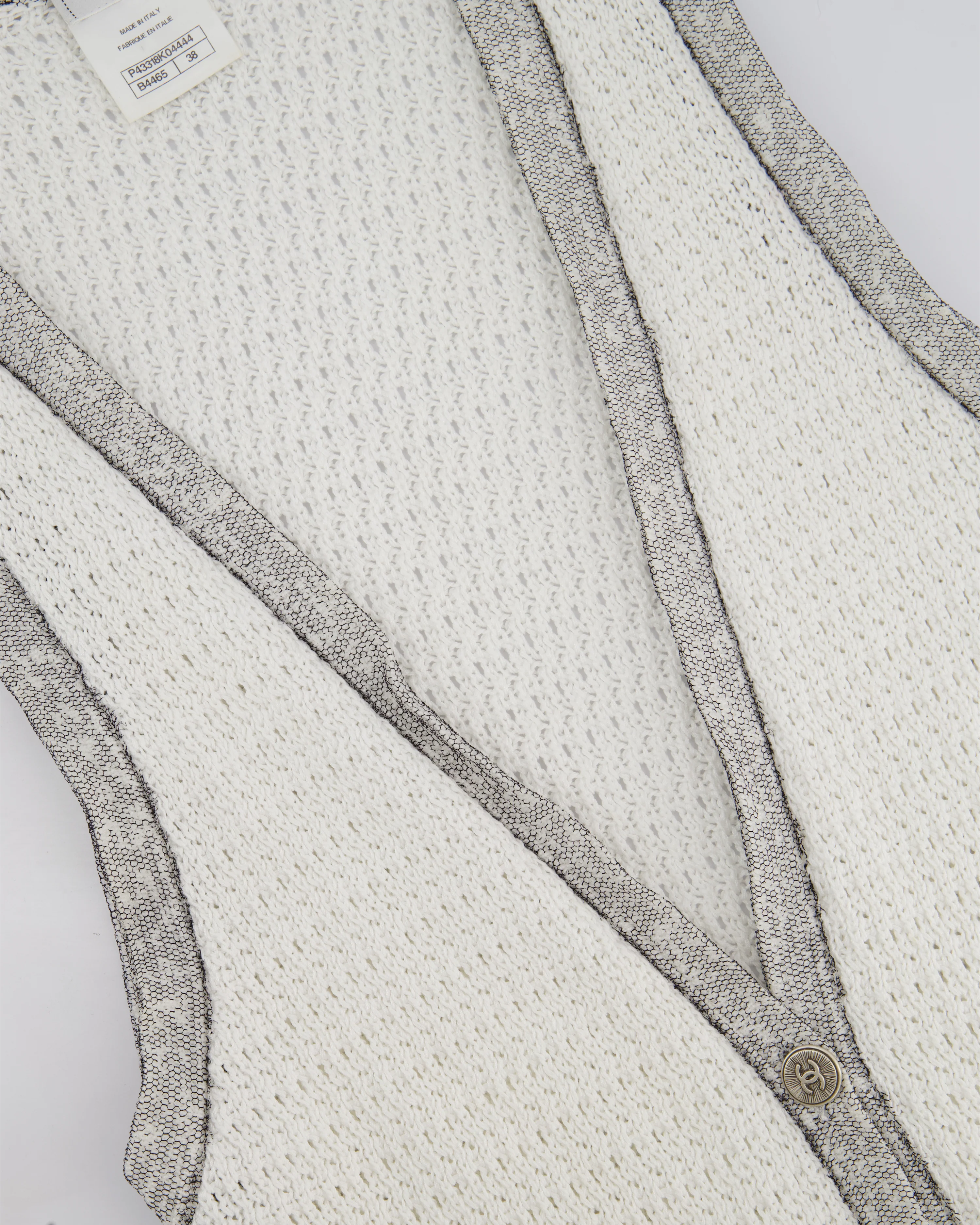 Chanel White Long Line Button Down Vest with Pocket Detail FR 38 (UK 10) - Image 6