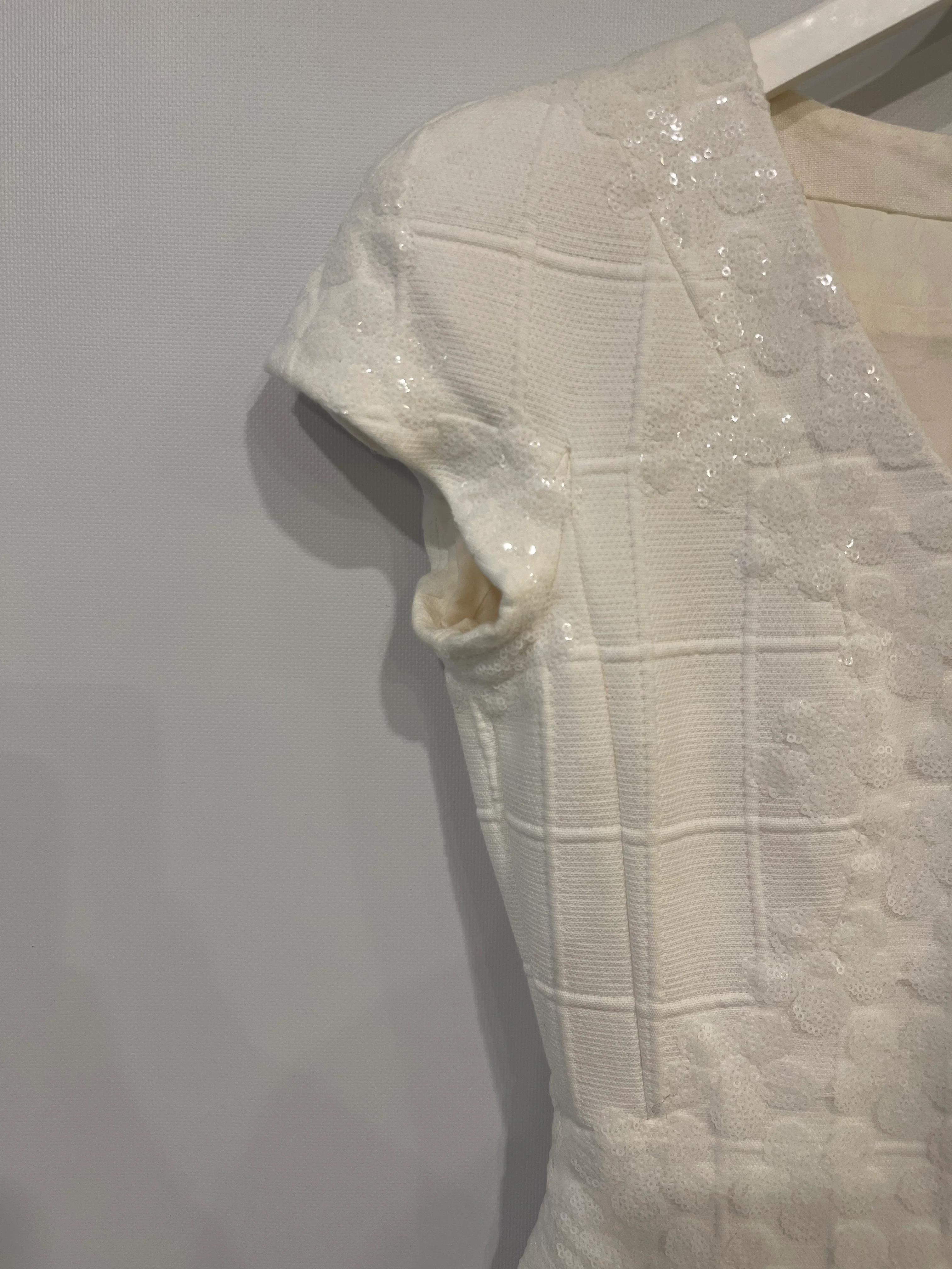 Chanel White Short Sleeve Sequin Floral Embellished Mini Dress Size FR 36 (UK 8) - Image 11
