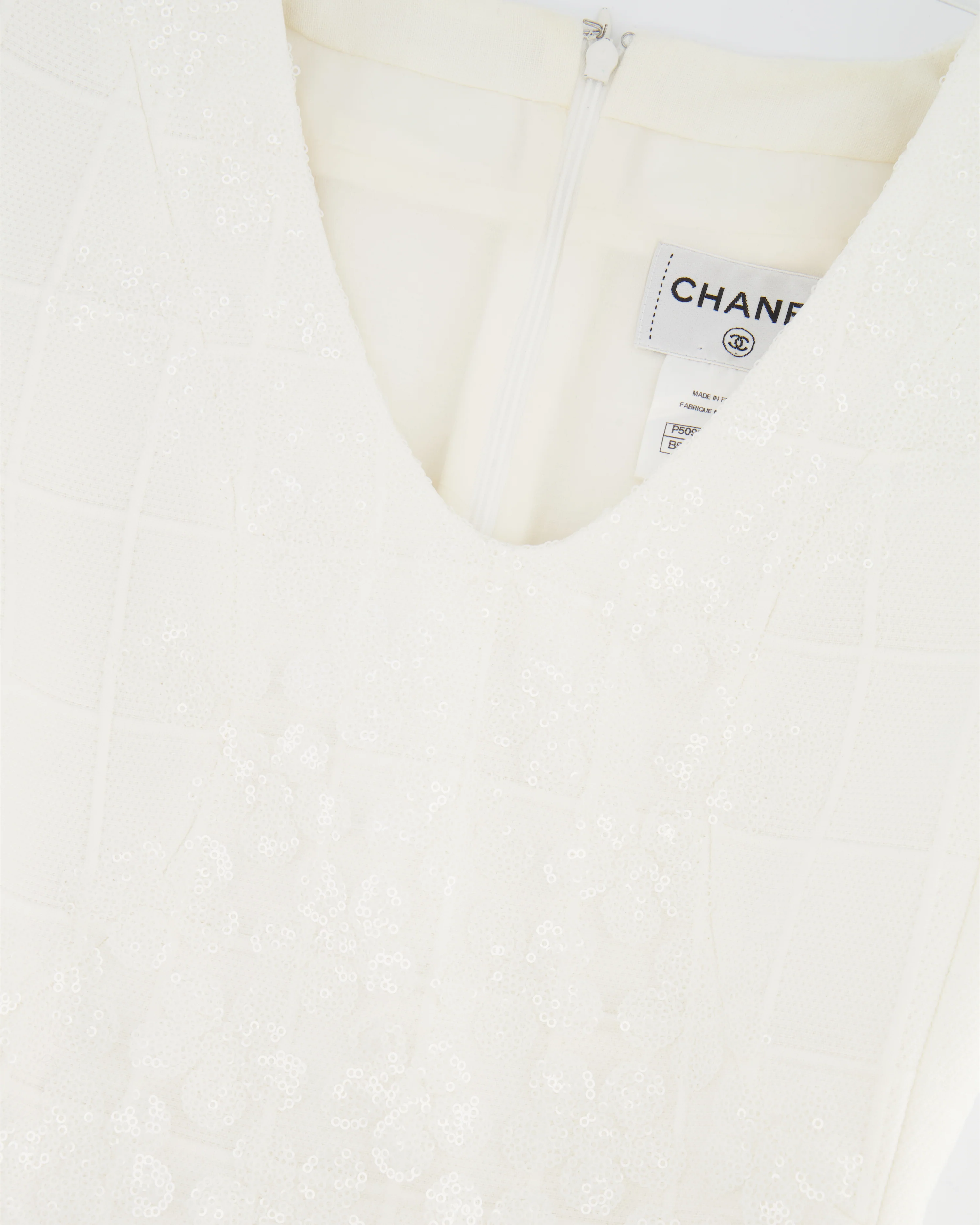 Chanel White Short Sleeve Sequin Floral Embellished Mini Dress Size FR 36 (UK 8) - Image 8