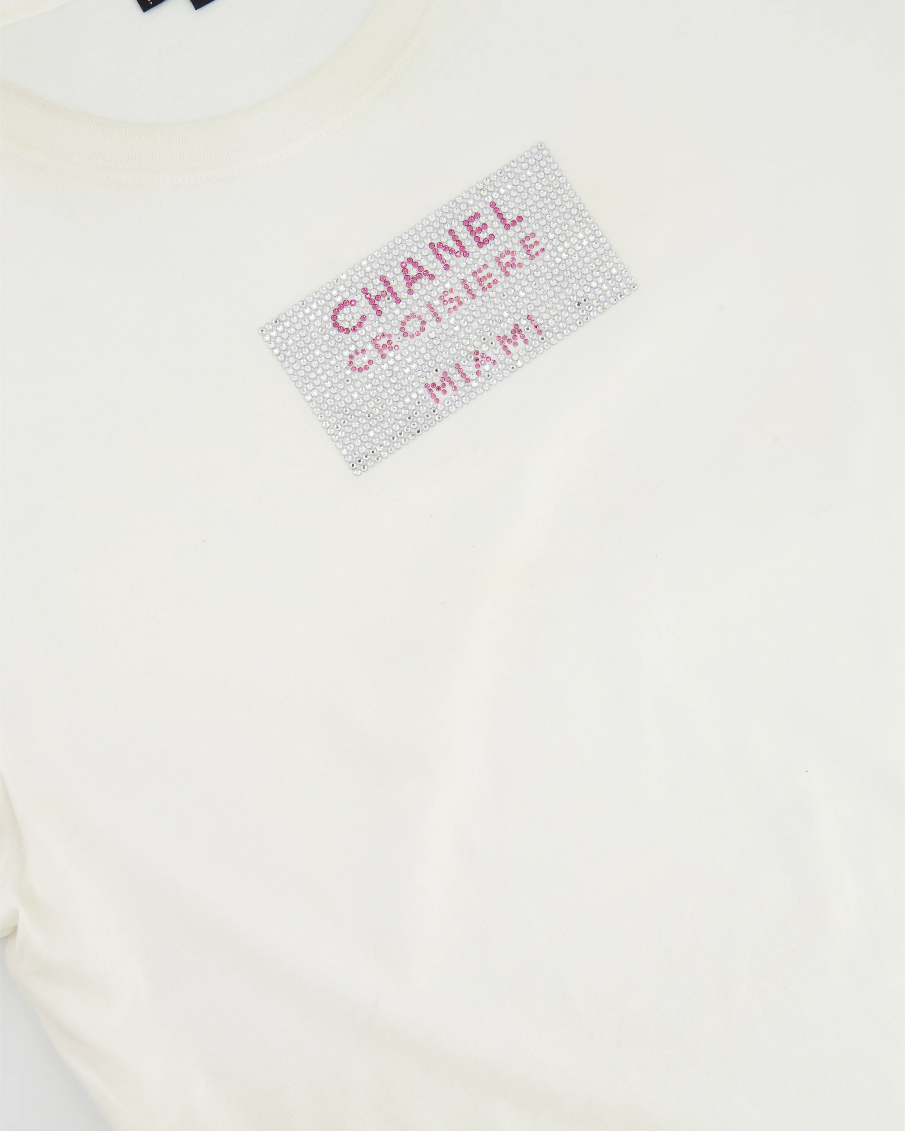 Chanel White T-shirt Rhinestones Detail “Croisiere Miami” Size M (UK 10) - Image 6