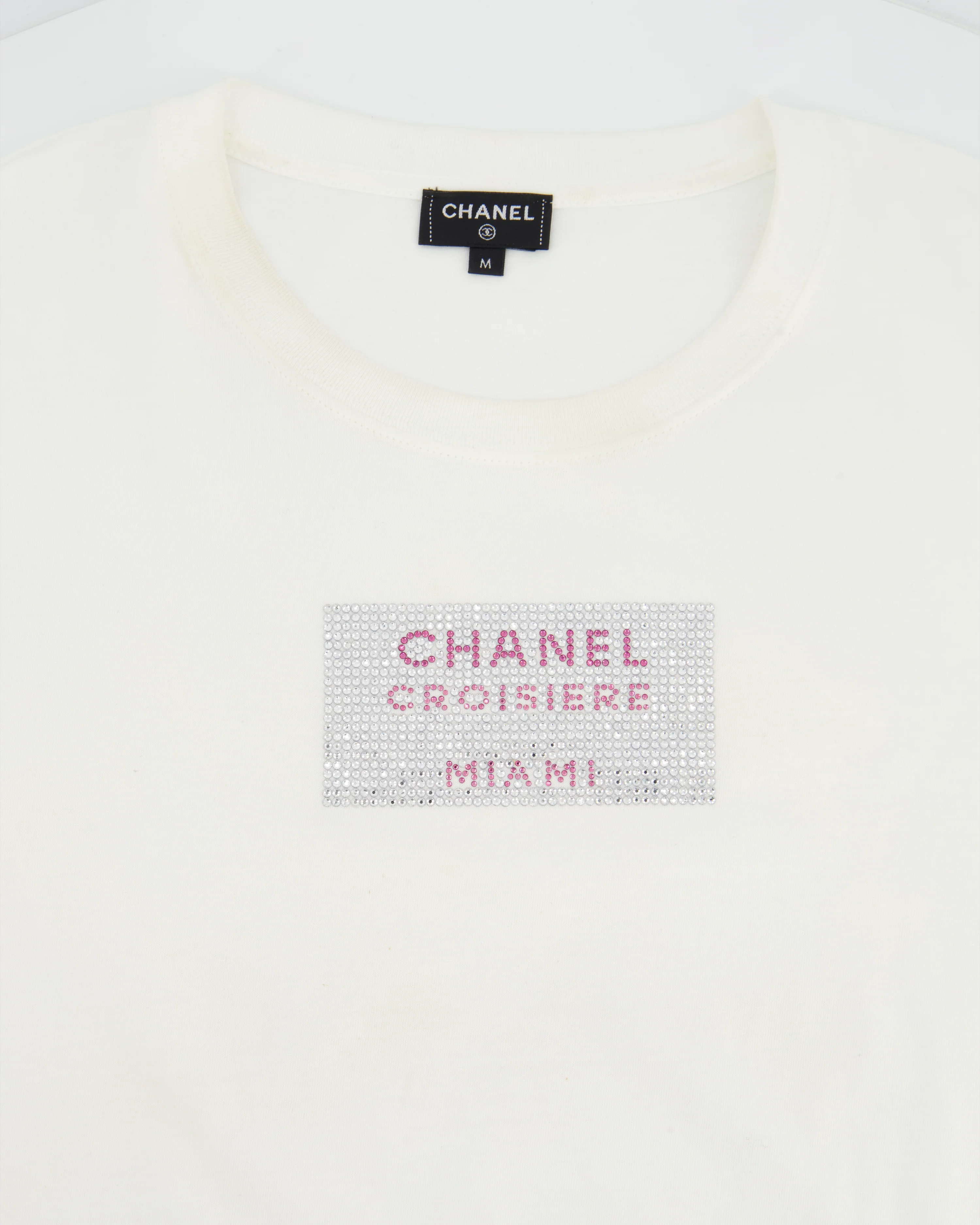 Chanel White T-shirt Rhinestones Detail “Croisiere Miami” Size M (UK 10) - Image 7