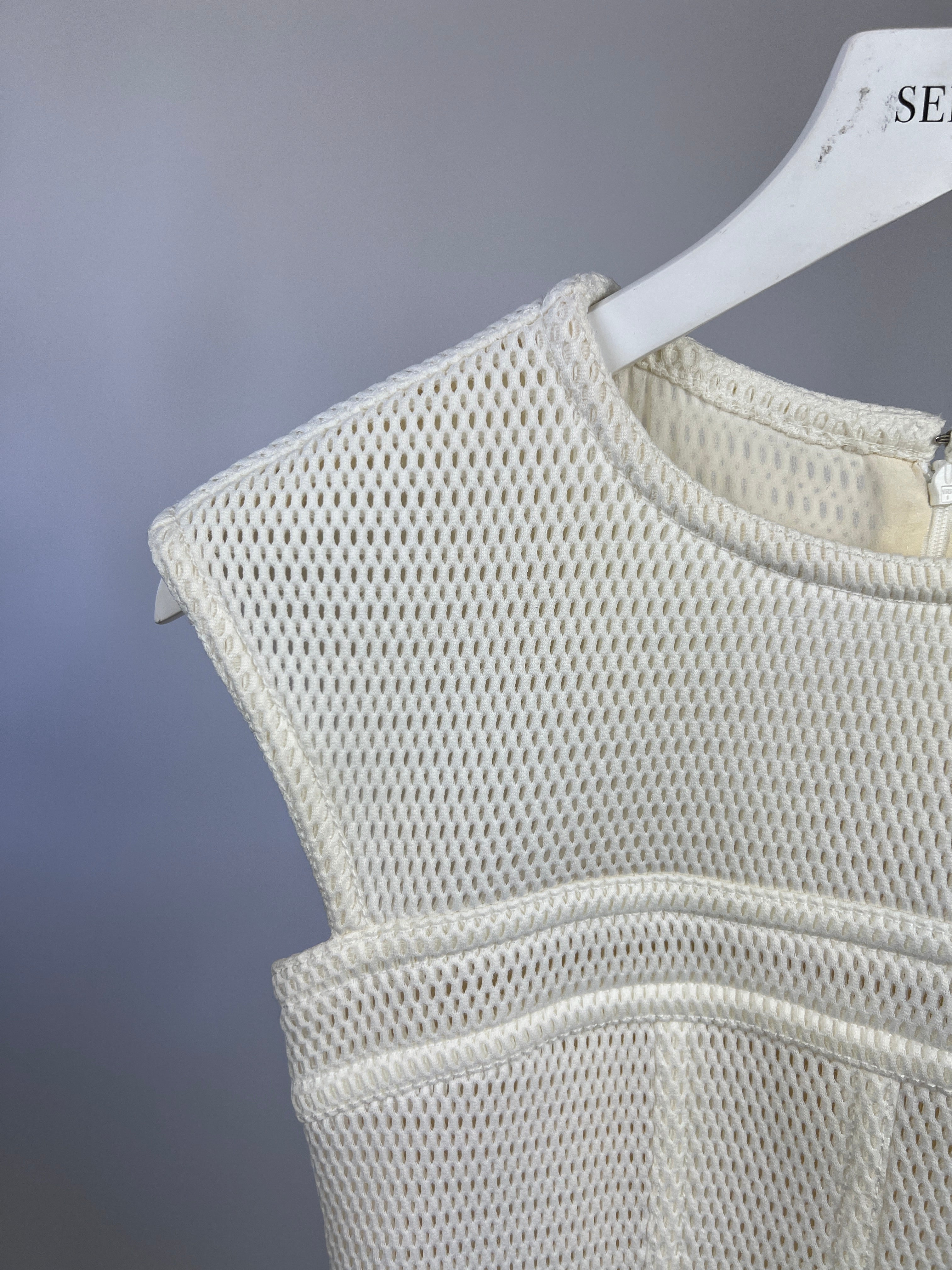 Chanel White Textured Sleeveless Mini Dress with Pocket Detail Size FR 34 (UK 6) - Image 12