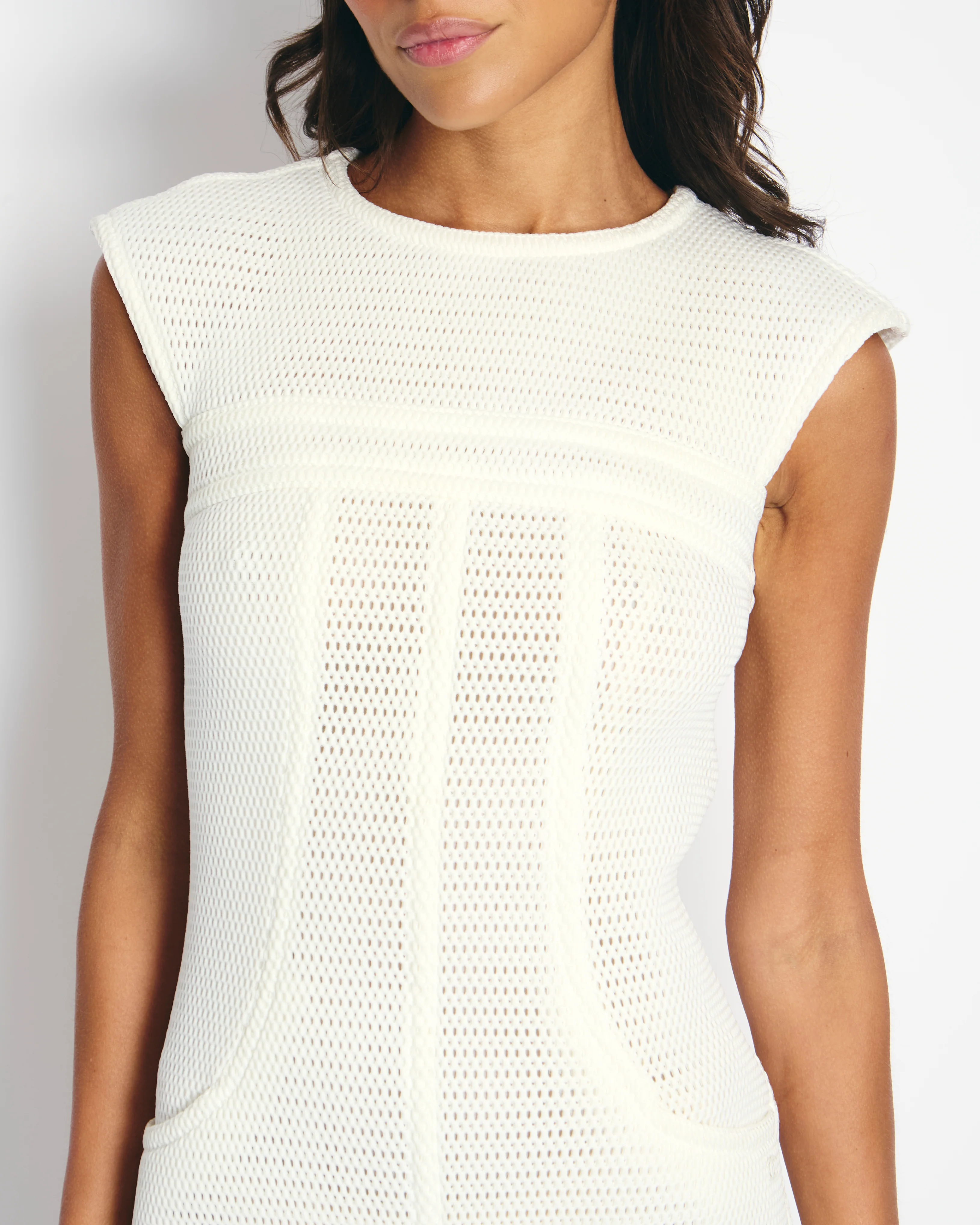 Chanel White Textured Sleeveless Mini Dress with Pocket Detail Size FR 34 (UK 6) - Image 3