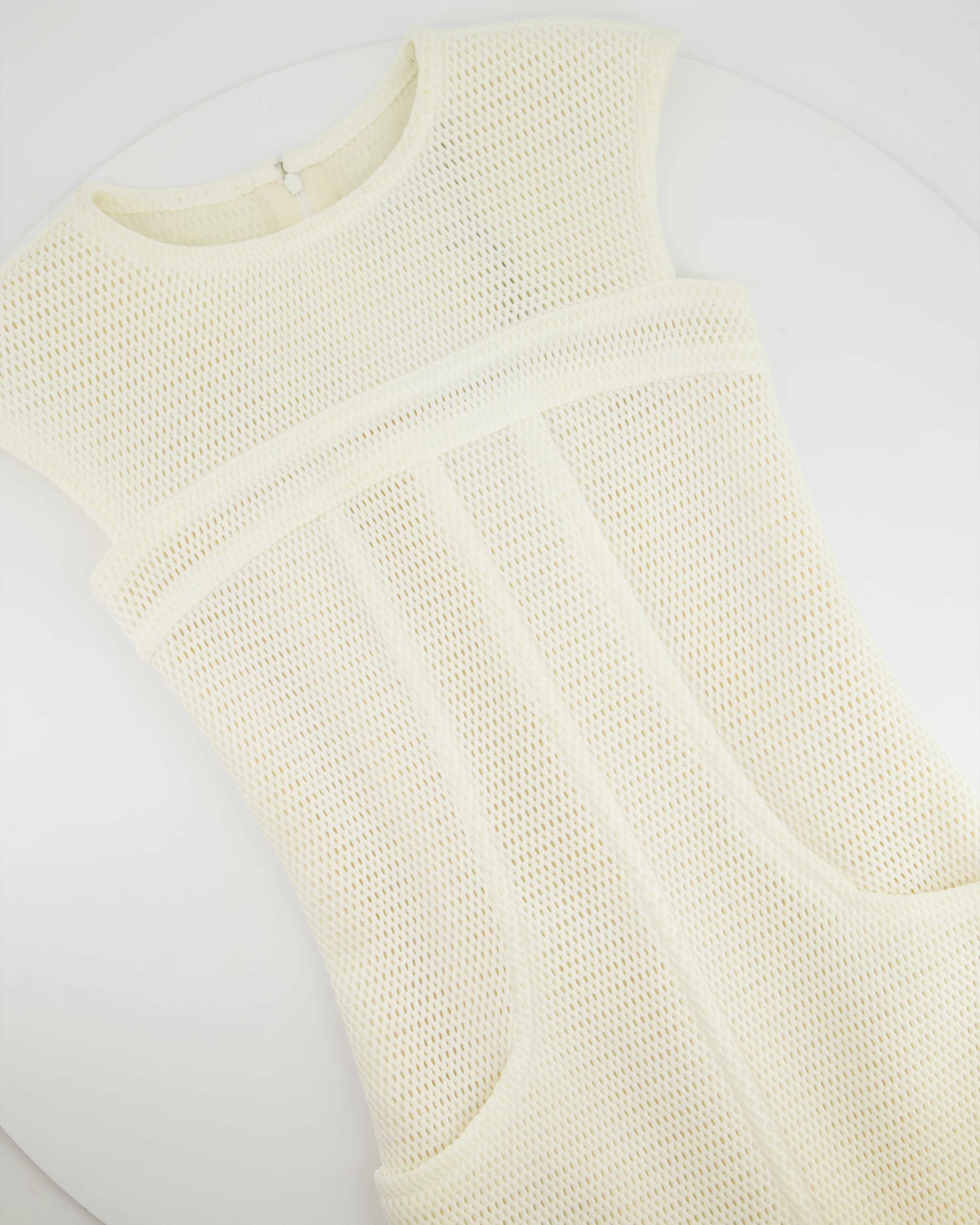 Chanel White Textured Sleeveless Mini Dress with Pocket Detail Size FR 34 (UK 6) - Image 7