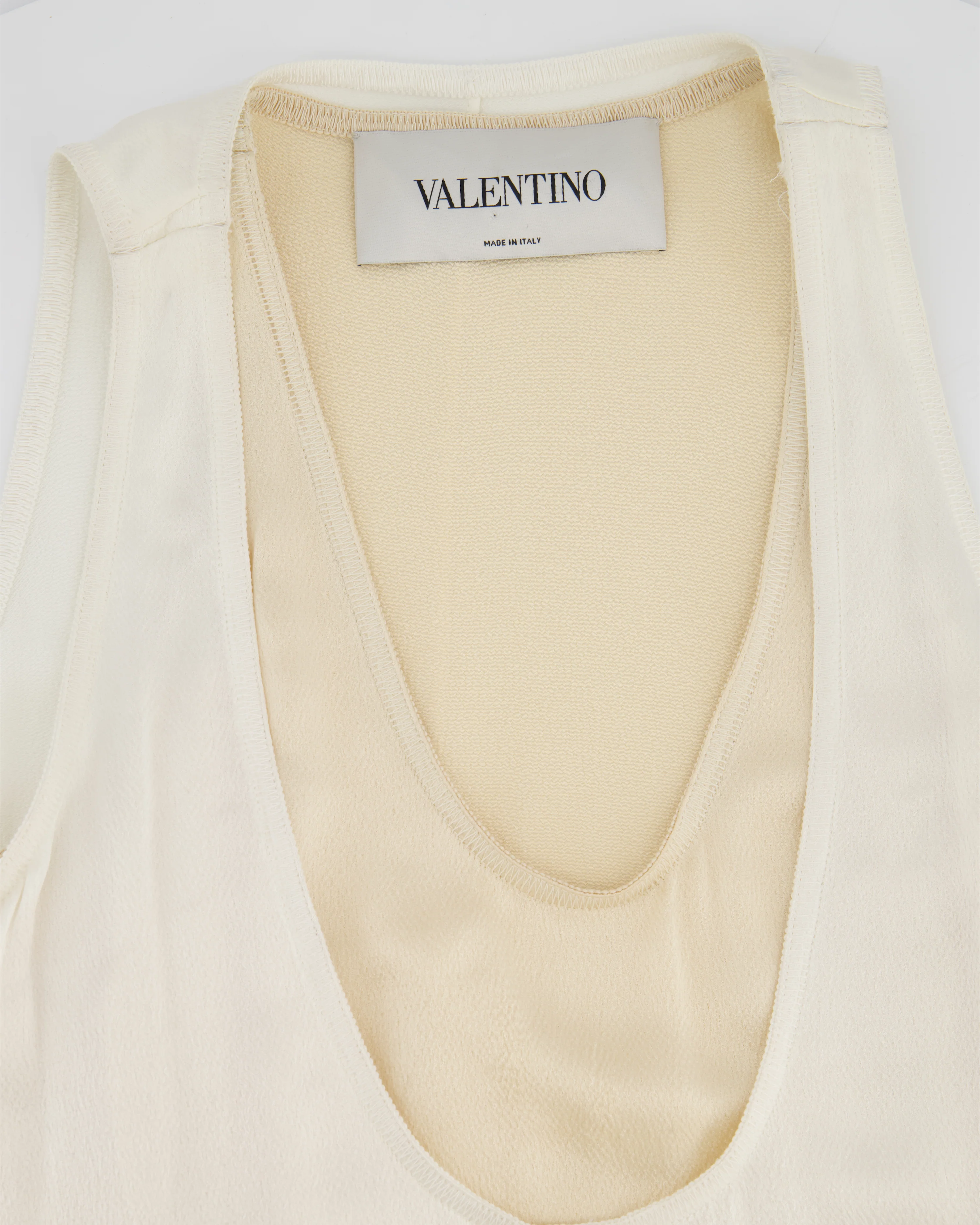 Valentino Satin White Two-Tone Sleeveless Double Layer Midi Dress Size IT 36 (UK 4) - Image 3