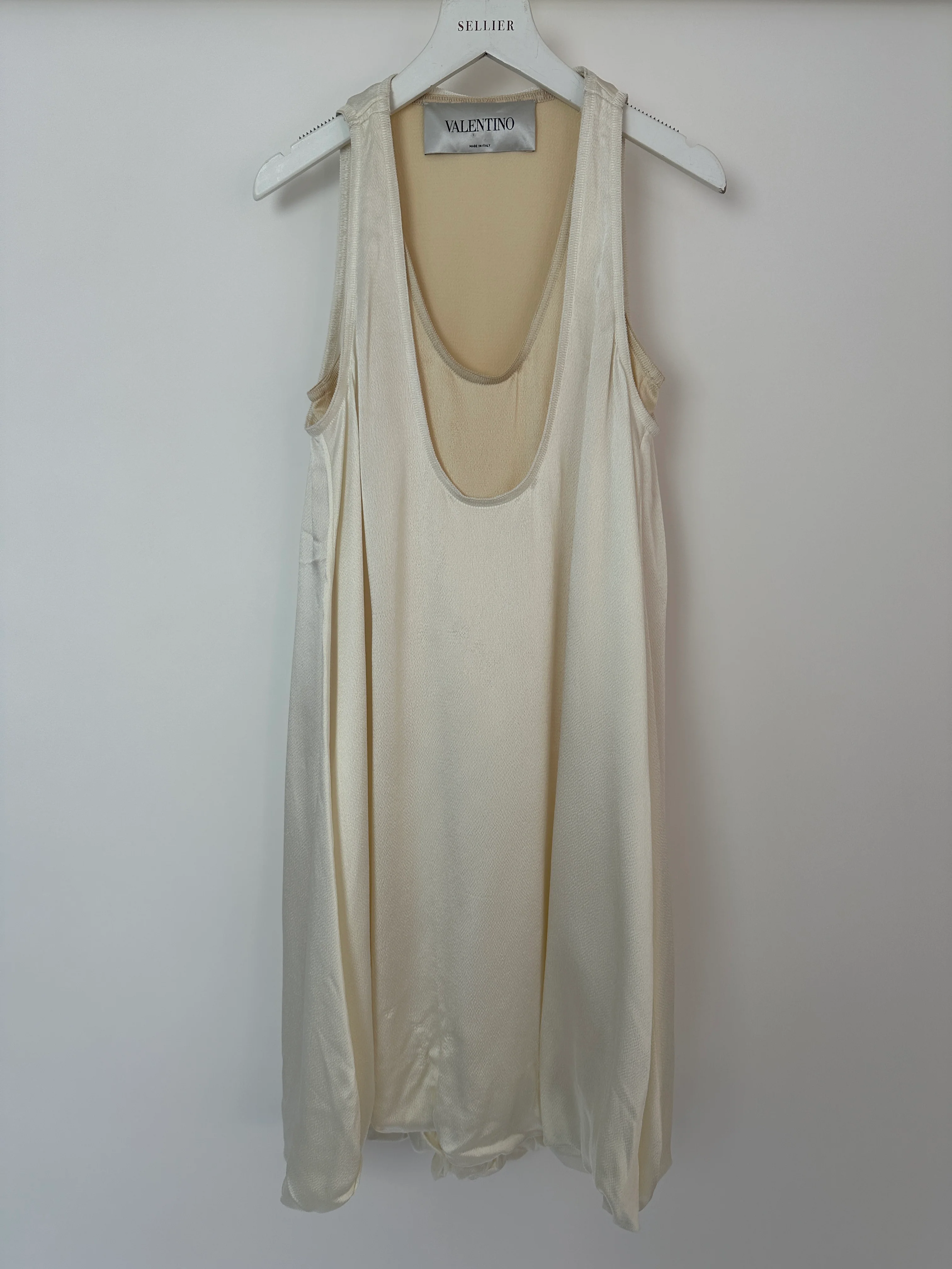 Valentino Satin White Two-Tone Sleeveless Double Layer Midi Dress Size IT 36 (UK 4) - Image 5
