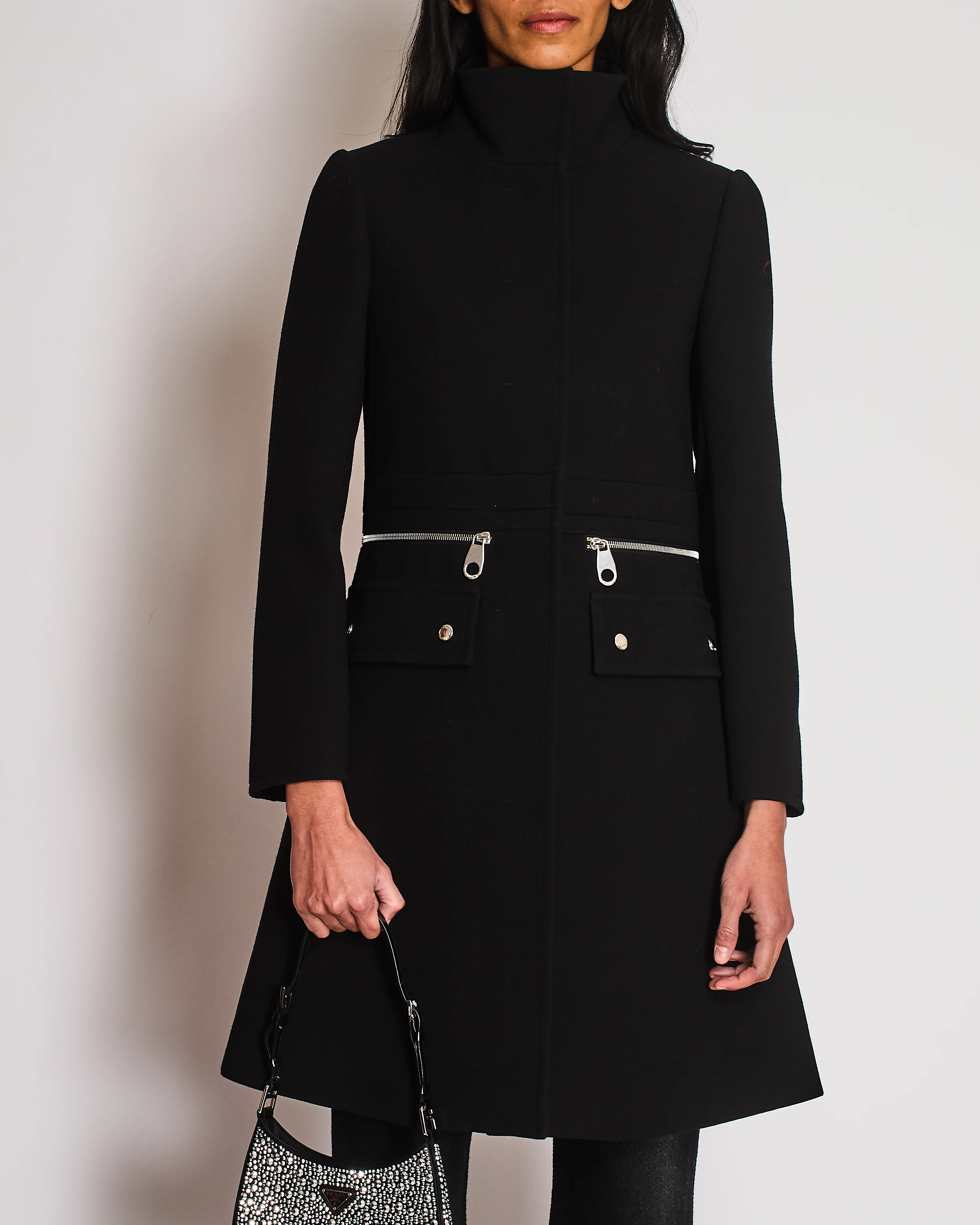 Chloe Black Long Sleeve Coat with Zip Detail Size FR 34 (UK 6) - Image 4