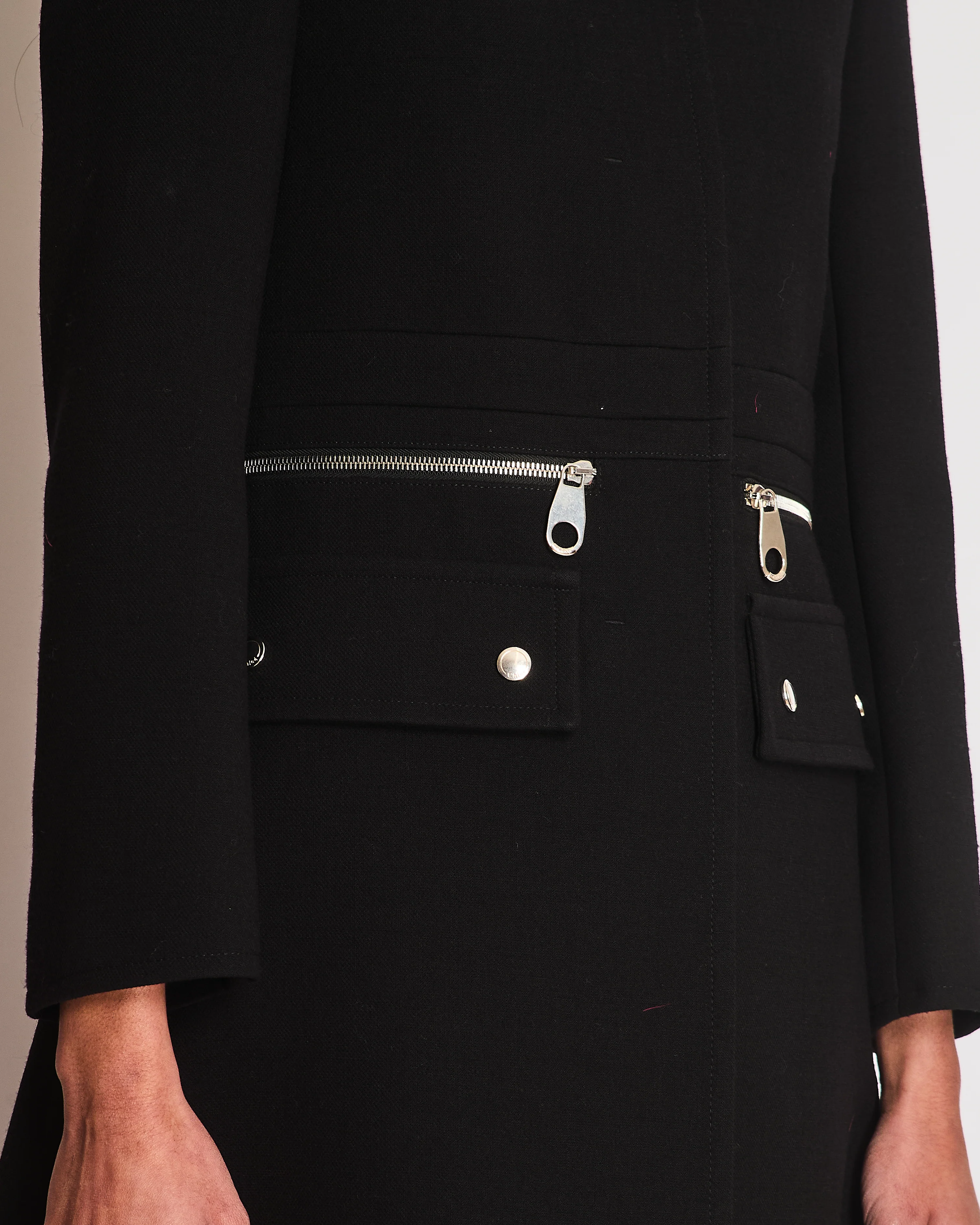 Chloe Black Long Sleeve Coat with Zip Detail Size FR 34 (UK 6) - Image 5