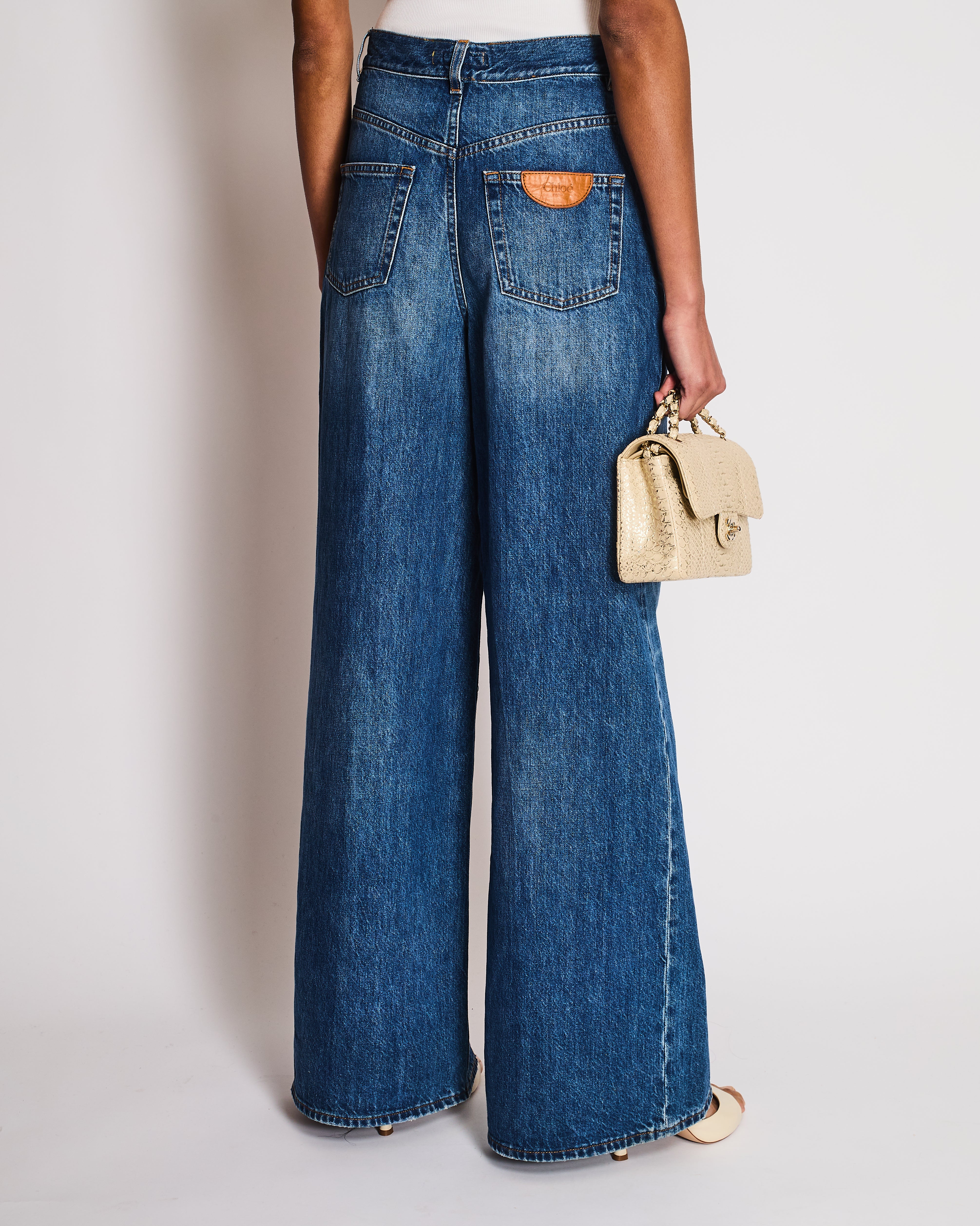 Chloe Blue Stone Wash Flared High-Waisted Jeans Size 28 (UK 10) - Image 3