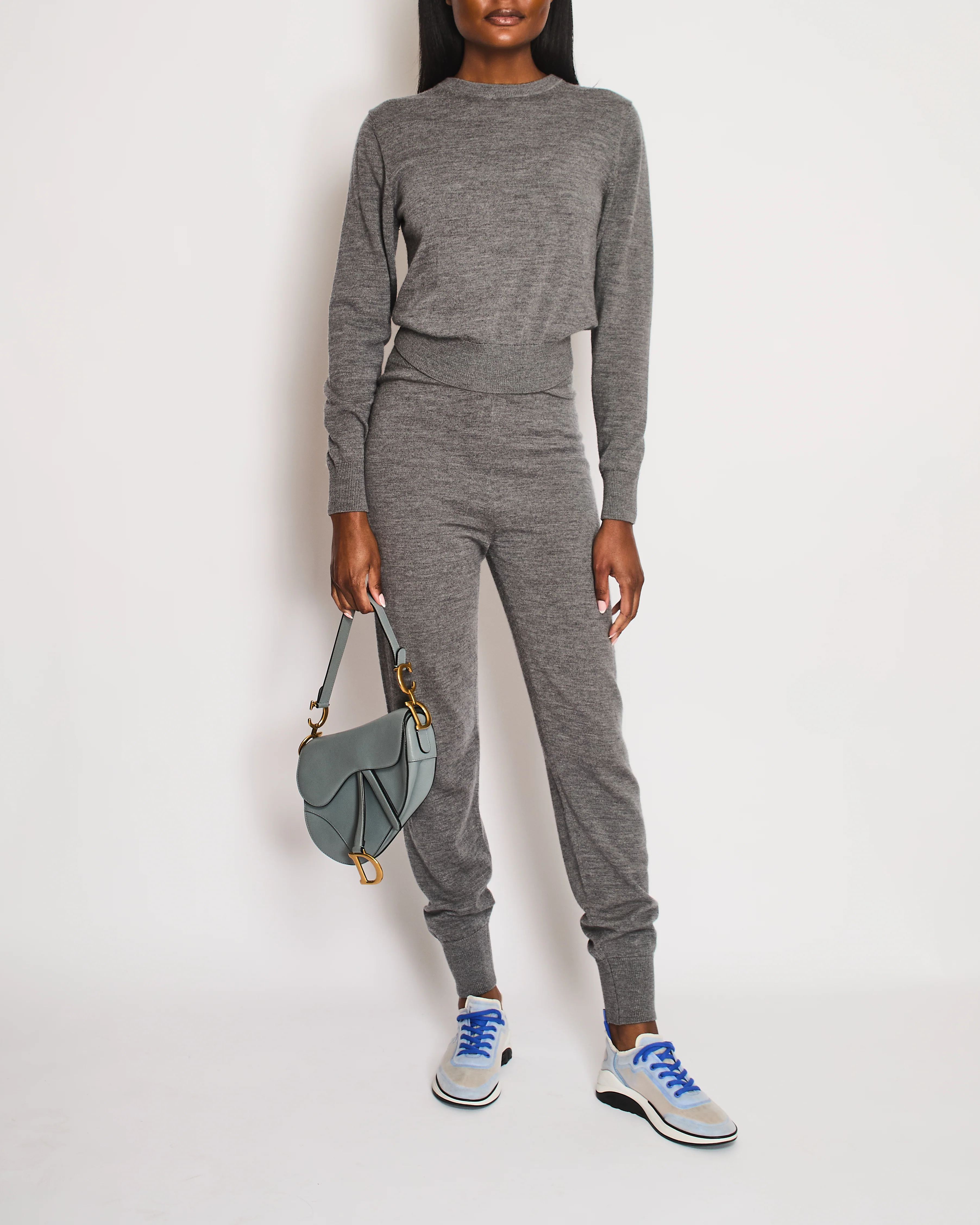 Chloe Grey Two-Piece Wool Jumper and Trouser Set Size S (UK 8)
