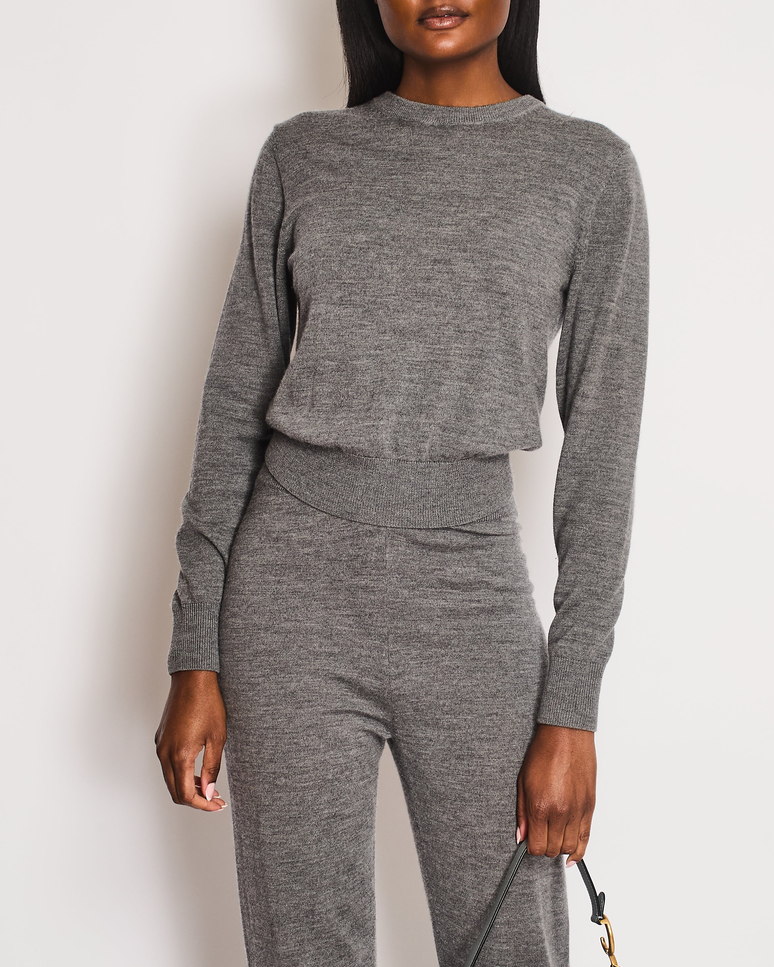 Chloe Grey Two-Piece Wool Jumper and Trouser Set Size S (UK 8) - Image 2