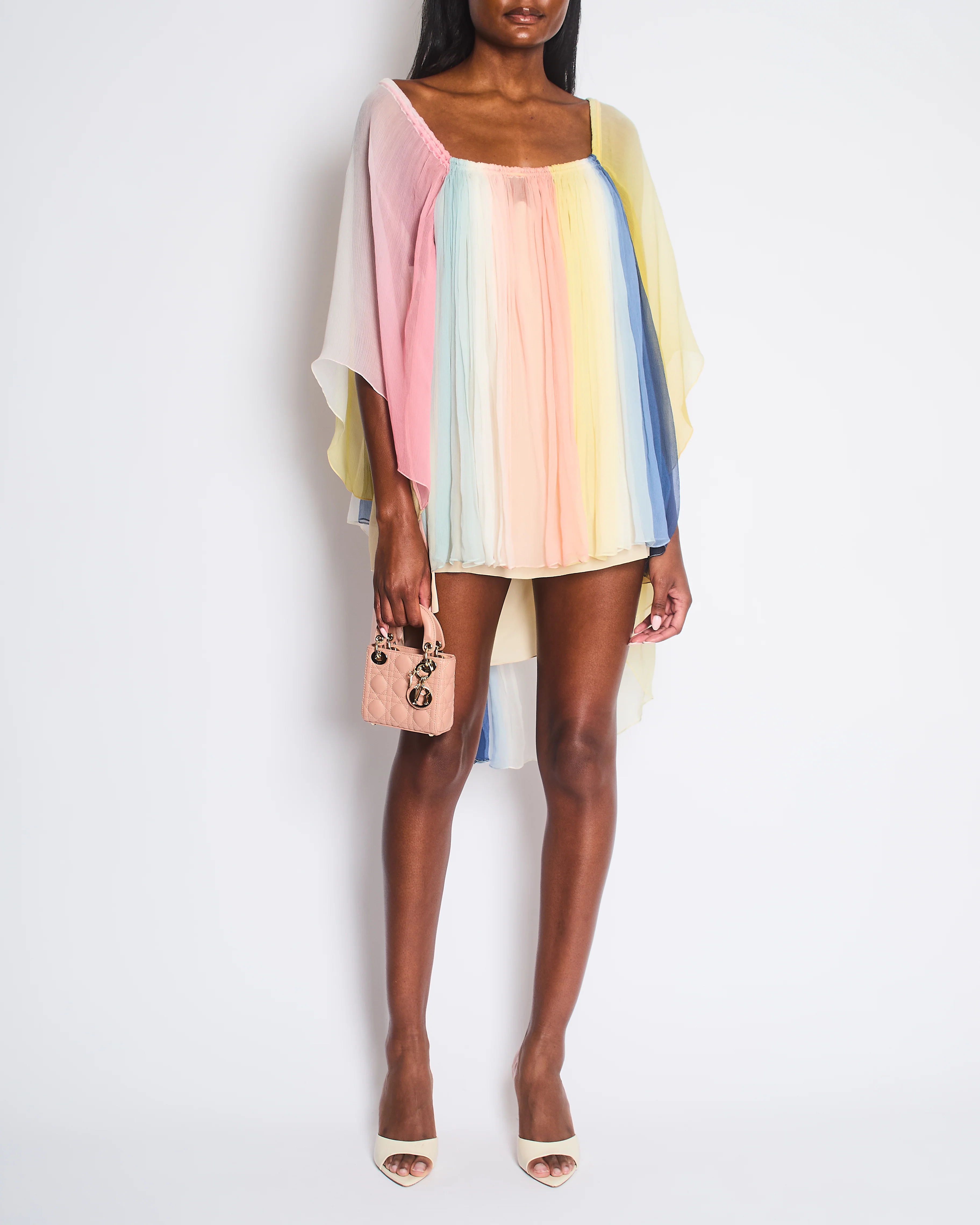 Chloé Multicolour Rainbow Silk Long Sleeve Mini Dress Size FR 42 (UK 14)