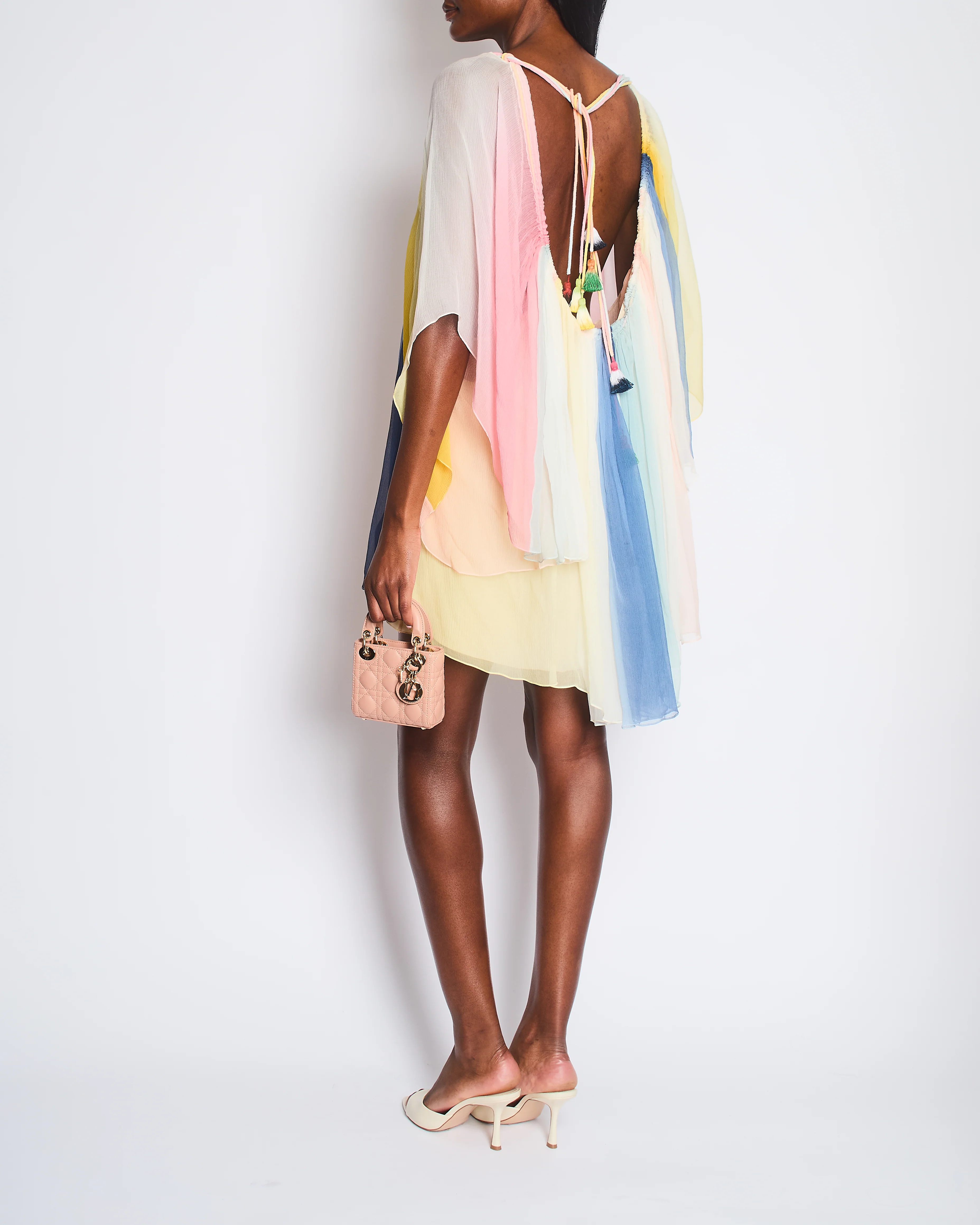 Chloé Multicolour Rainbow Silk Long Sleeve Mini Dress Size FR 42 (UK 14) - Image 3