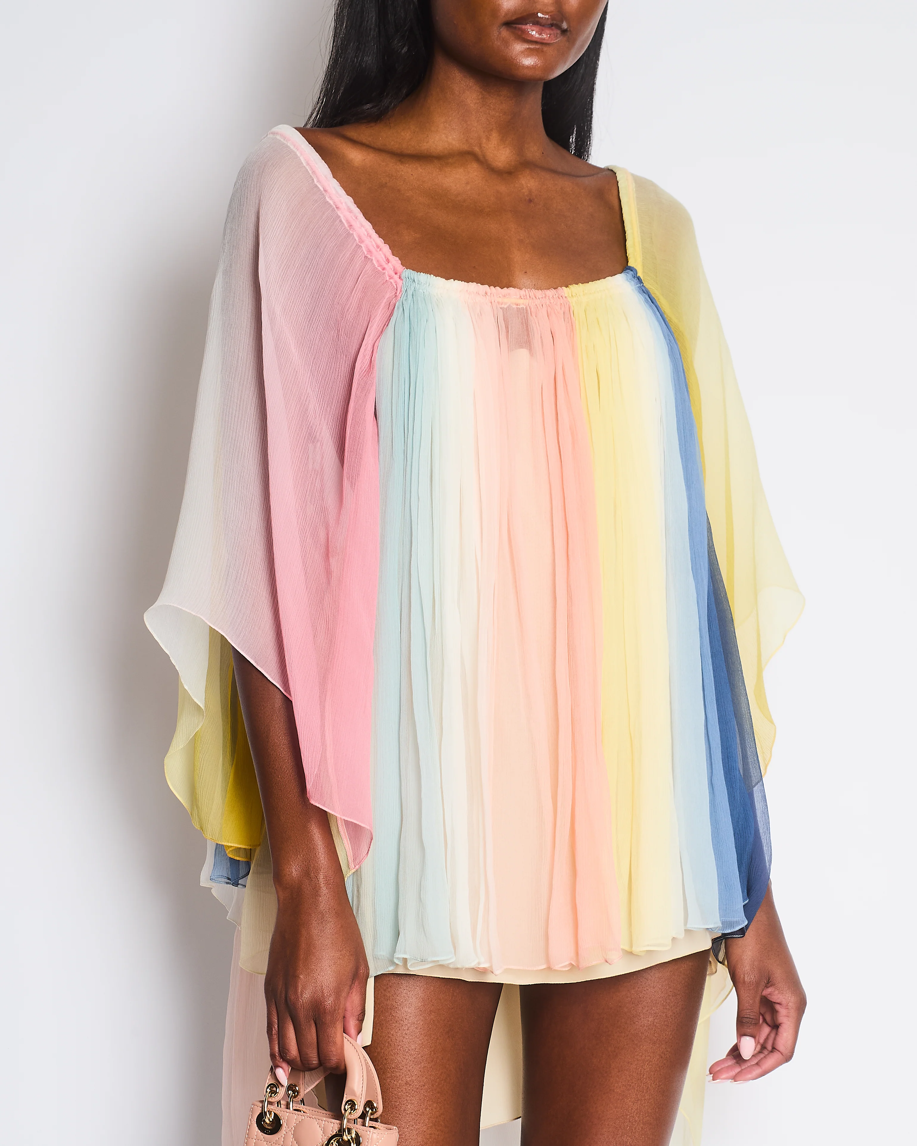 Chloé Multicolour Rainbow Silk Long Sleeve Mini Dress Size FR 42 (UK 14) - Image 4