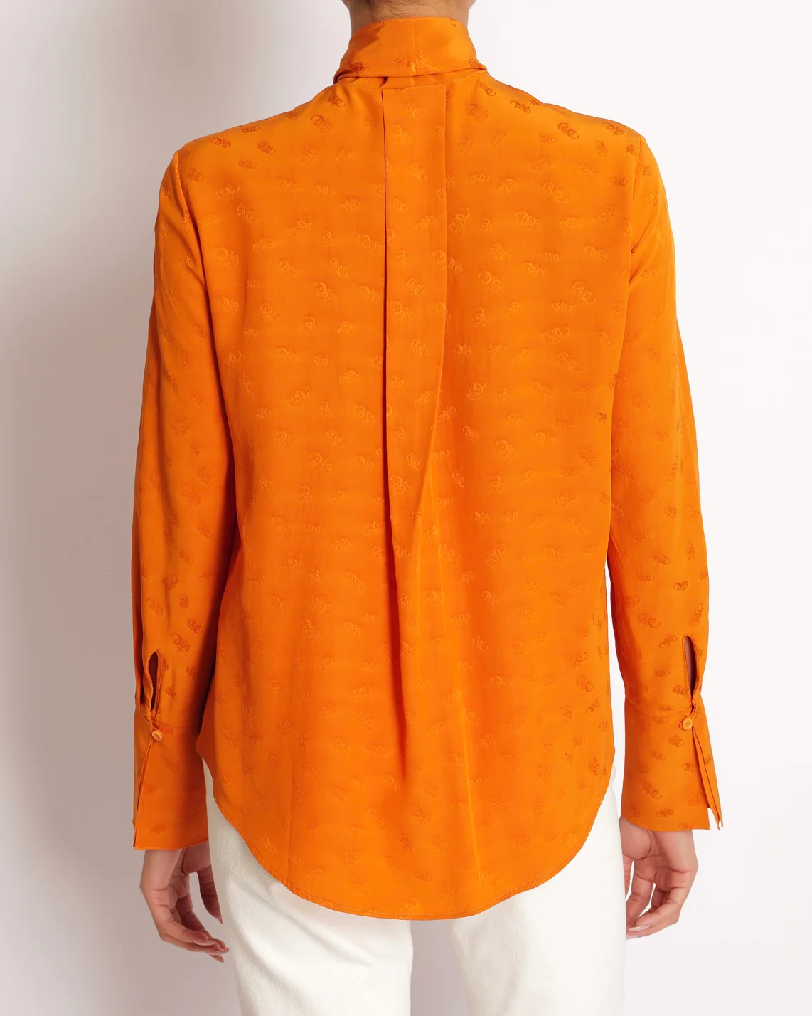 Chloe Orange Silk Printed Shirt with Neck-Tie Detail Size FR 34 (UK 6) - Image 5