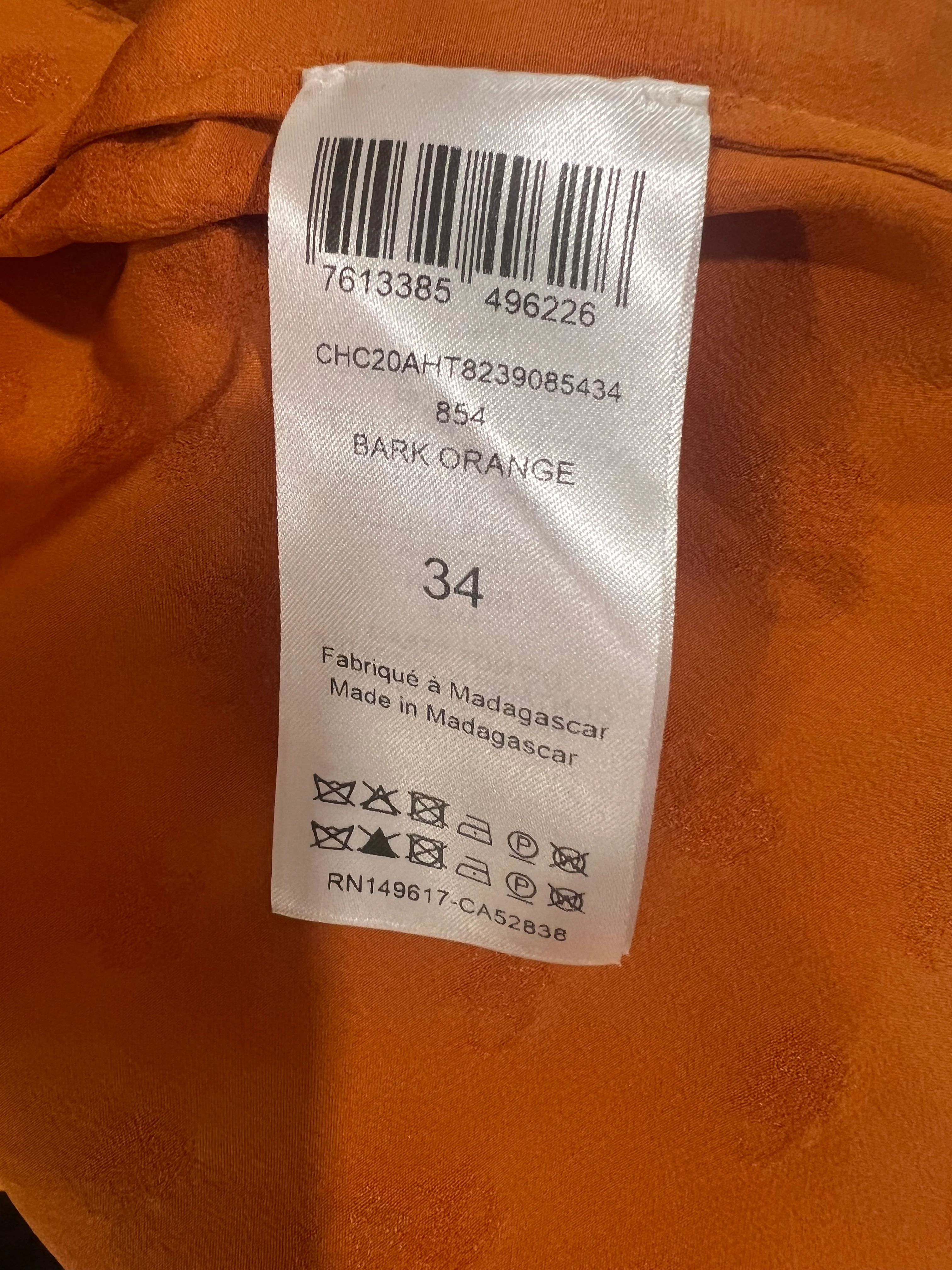 Chloe Orange Silk Printed Shirt with Neck-Tie Detail Size FR 34 (UK 6) - Image 7