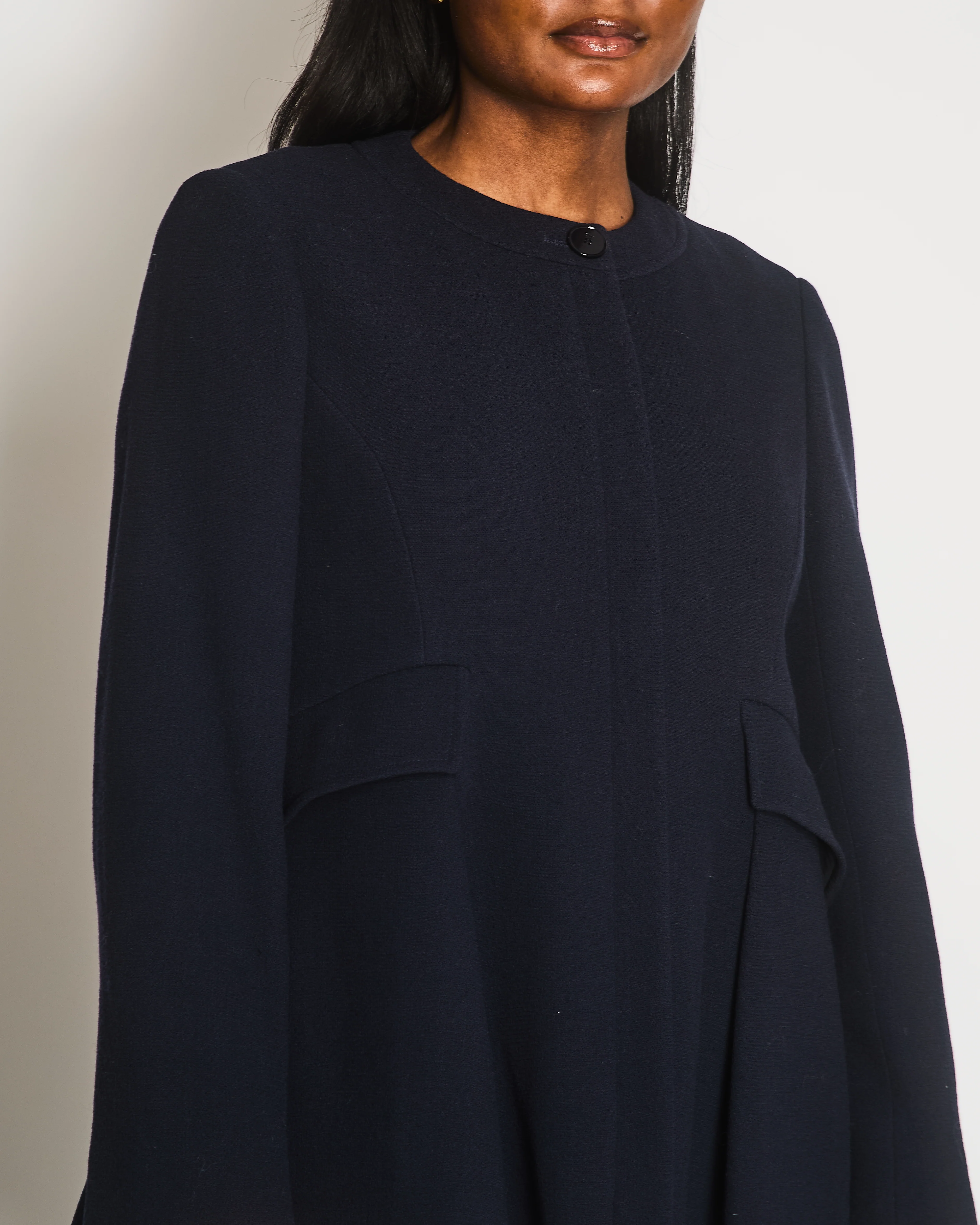 Christian Dior Navy Round Neck Coat with Pocket Detail Size FR 42 (UK 14) - Image 3