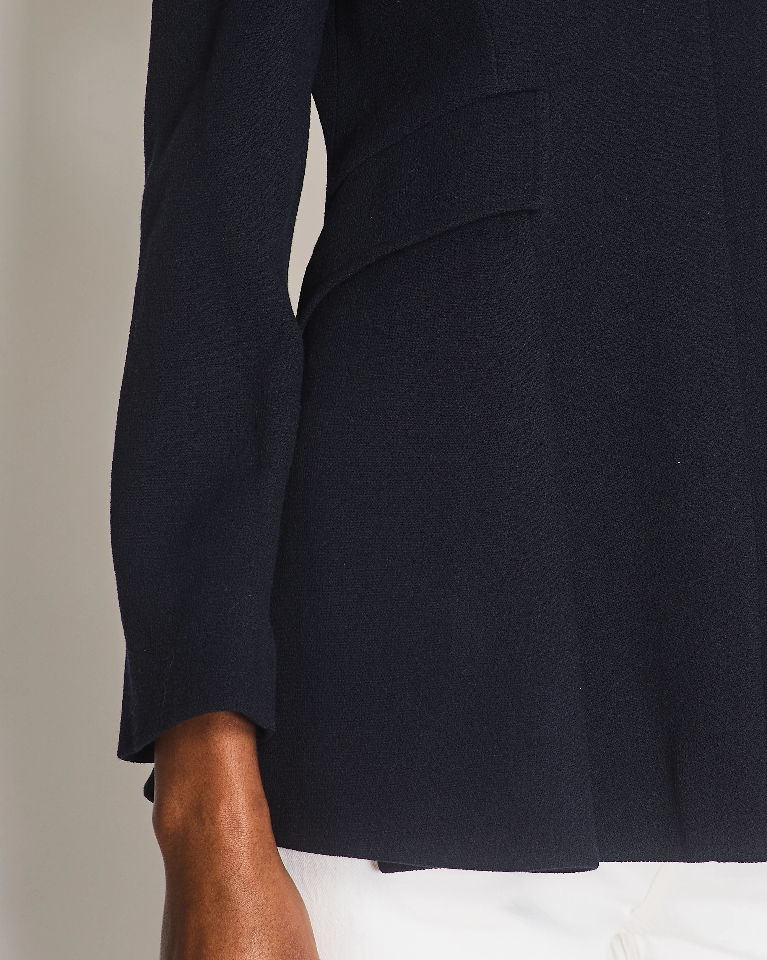 Christian Dior Navy Round Neck Coat with Pocket Detail Size FR 42 (UK 14) - Image 4