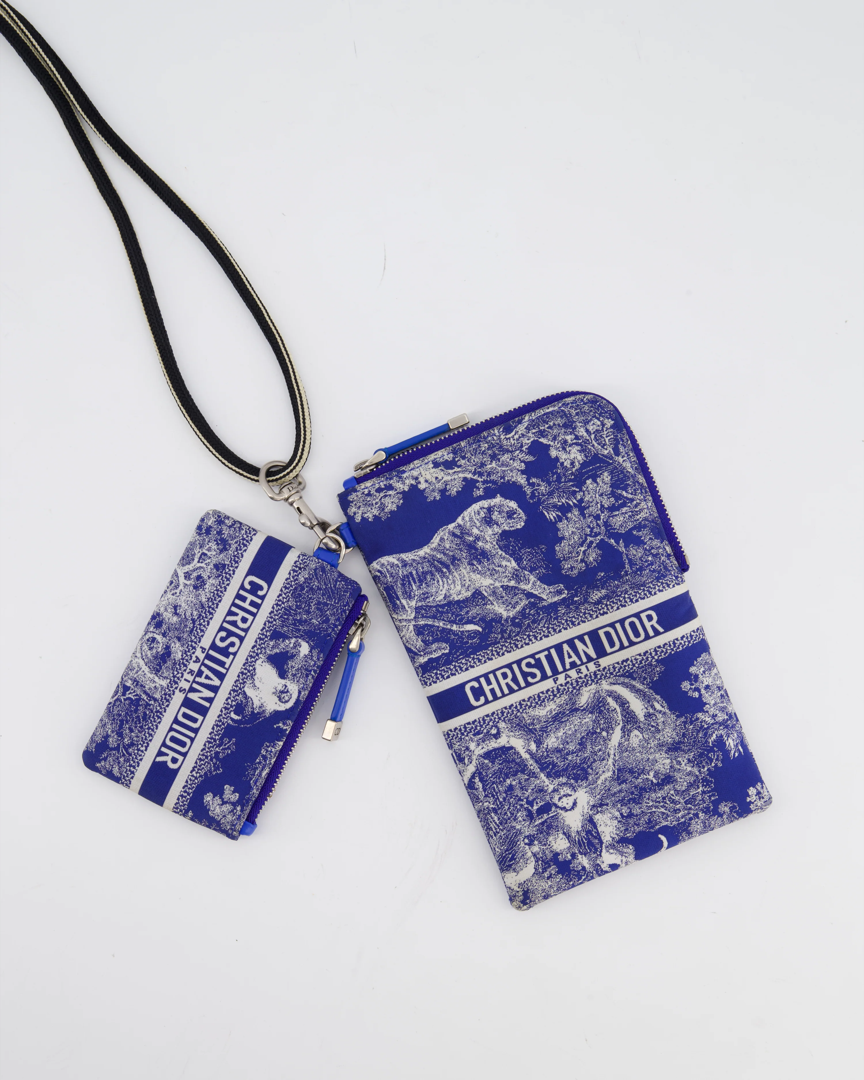 Christian Dior 2021 Blue Technical Fabric Small Travel Crossbody Pouch with Animal Print Detail - Image 3
