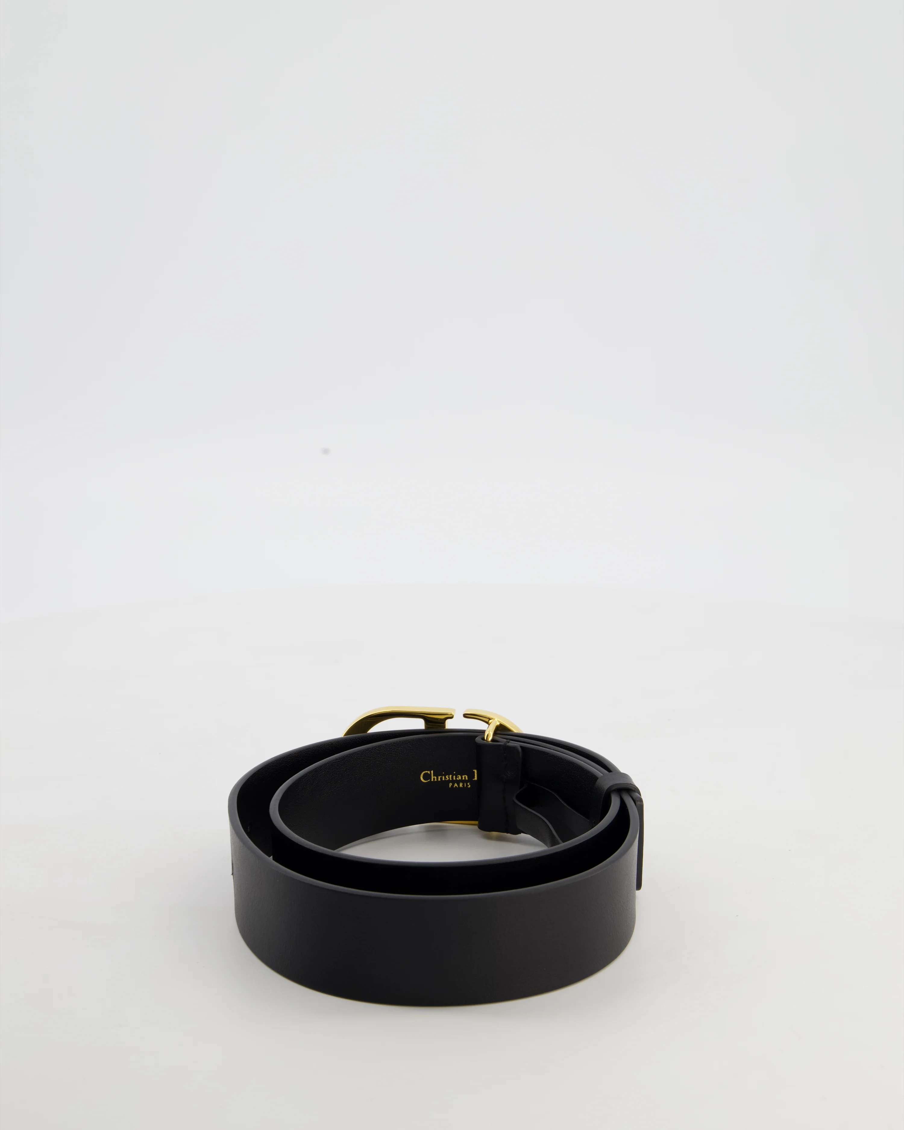 Christian Dior 30 Montaigne Belt in Black Calfskin Leather with Gold CD Logo Buckle - Image 2